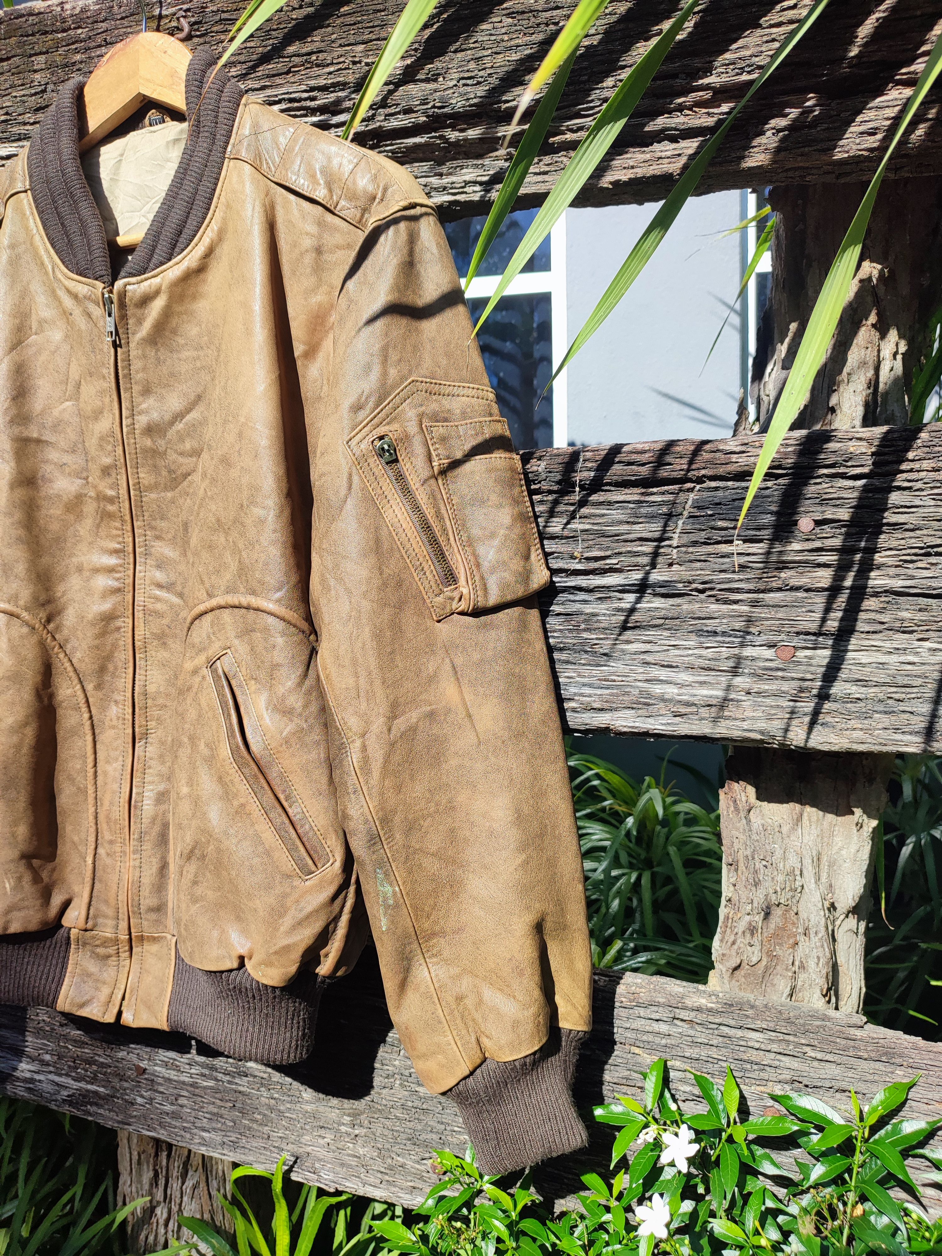Leather × Vintage Vintage Leather Bomber Jacket Classic Aviator Style Size US L / EU 52-54 / 3 - 4 Thumbnail