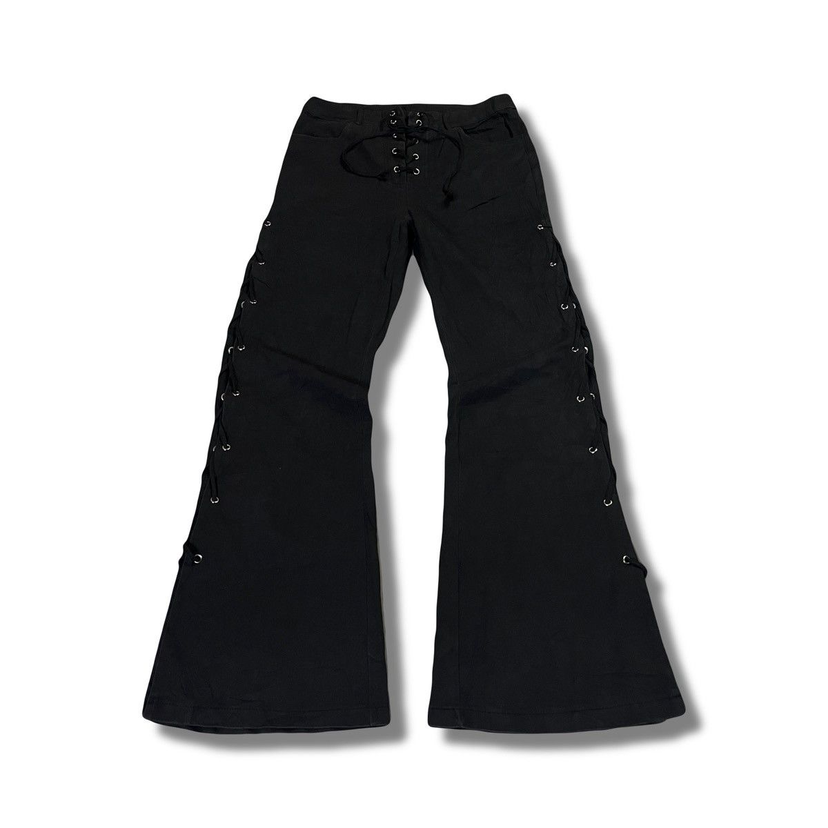 Tornado Mart 2000s Gothic Lace Up Grunge Punk Flared Ifsix Vkei Pants Size 29" - 1 Thumbnail