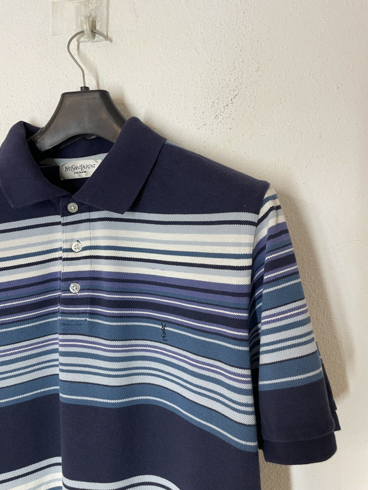 Yves Saint Laurent Vintage YSL Striped Polo Shirt Size US L / EU 52-54 / 3 - 2 Thumbnail