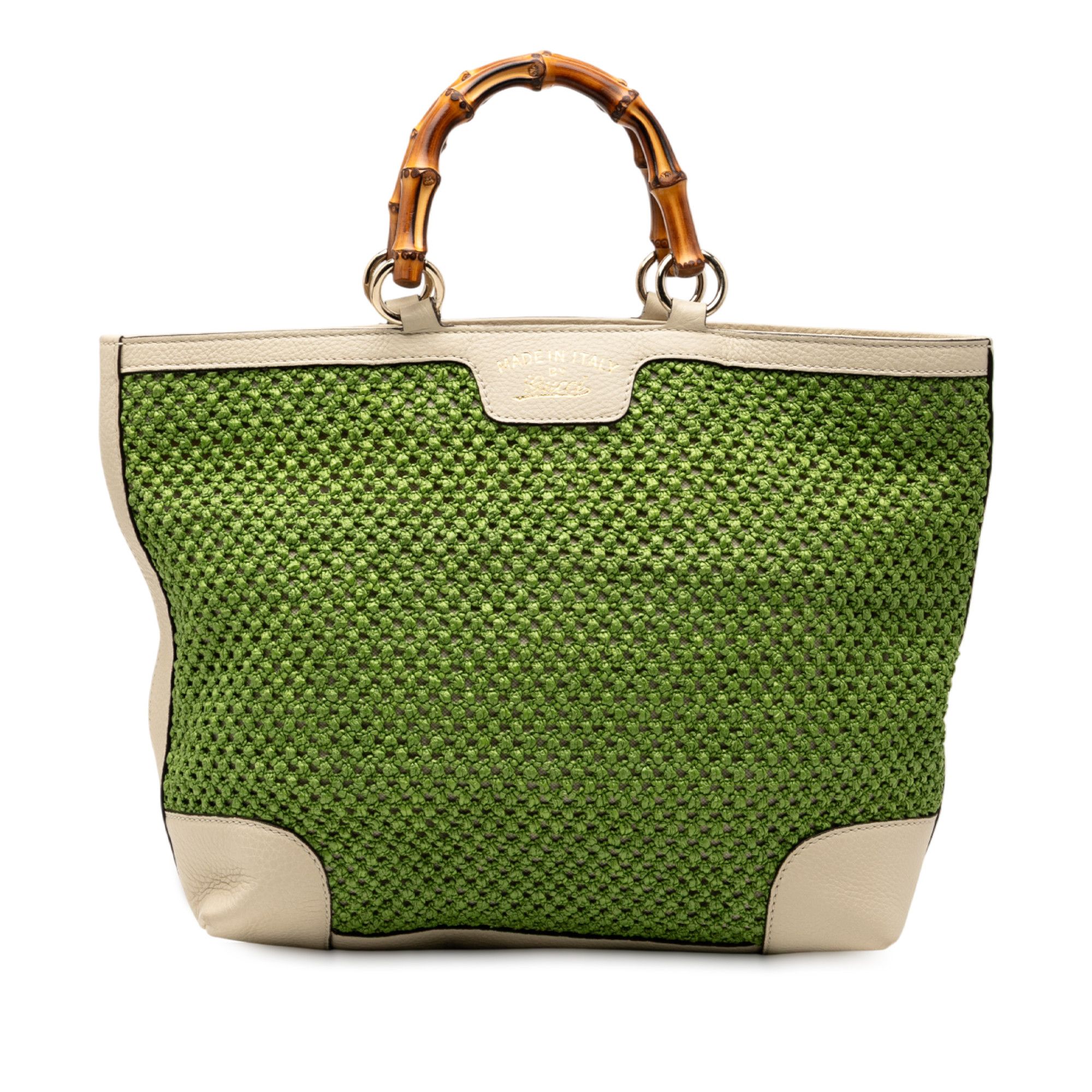Gucci Gucci Large Raffia Bamboo Shopper Tote Size ONE SIZE - 1 Thumbnail
