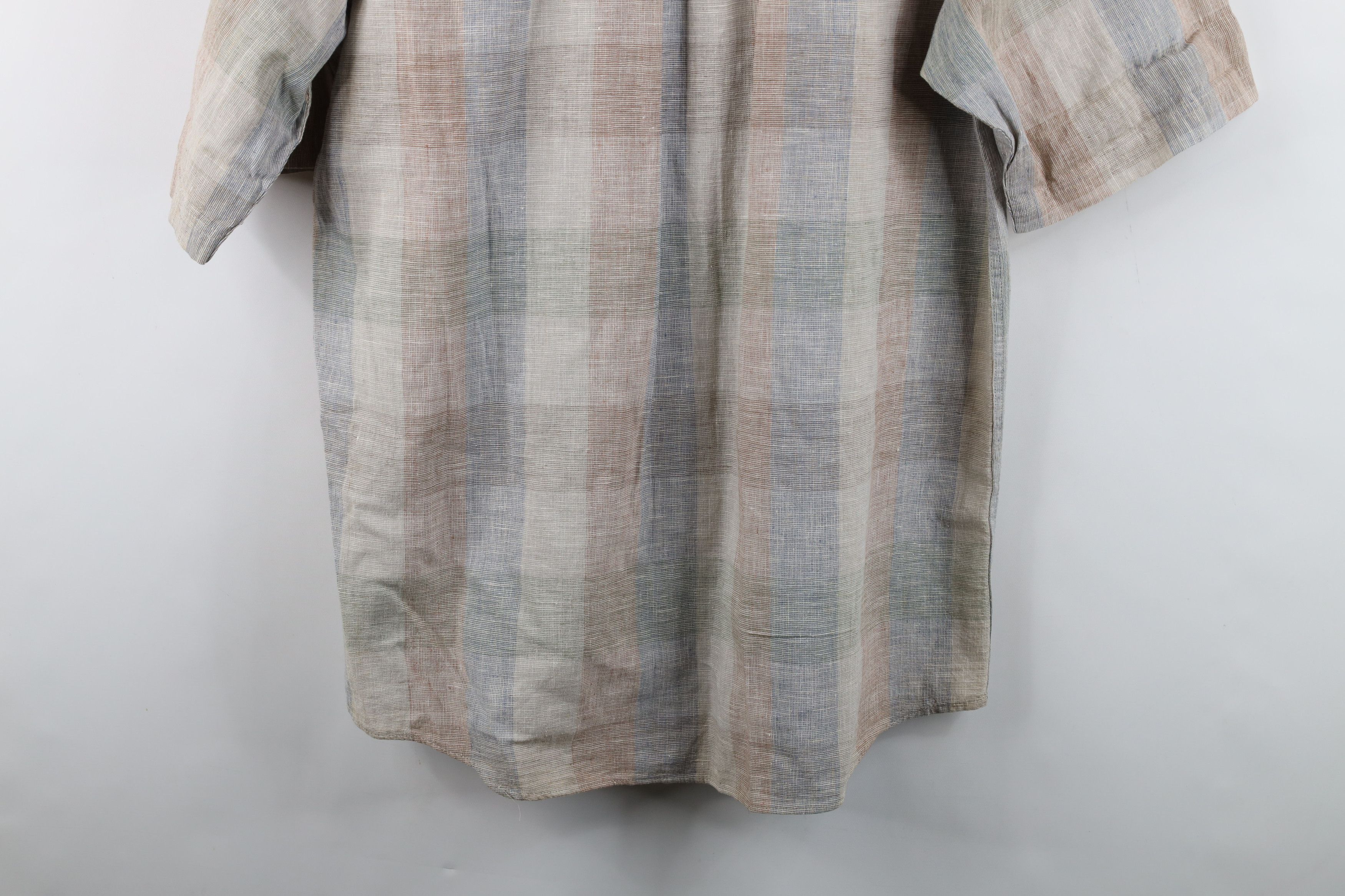 Vintage Vintage 90s Streetwear Checkered Linen Baggy Button Shirt Size US M / EU 48-50 / 2 - 12 Thumbnail