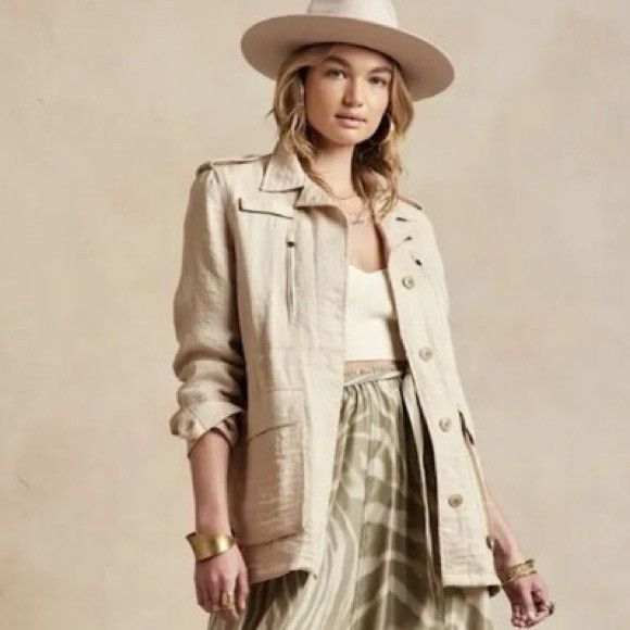Banana Republic Banana Republic French Utility Field Textured Jacket Oyster Size S / US 4 / IT 40 - 1 Thumbnail