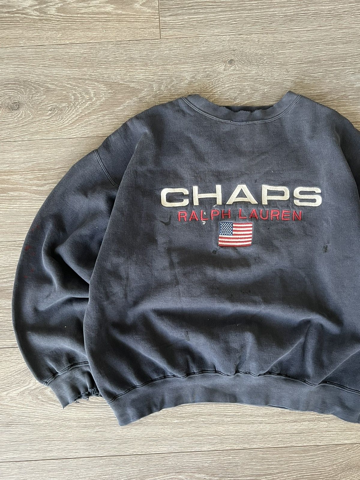 Chaps Ralph Lauren × Polo Ralph Lauren × Vintage Vintage 💥 Chaps Ralph Lauren USA Flag Sweatshirt distressed Size US M / EU 48-50 / 2 - 4 Thumbnail