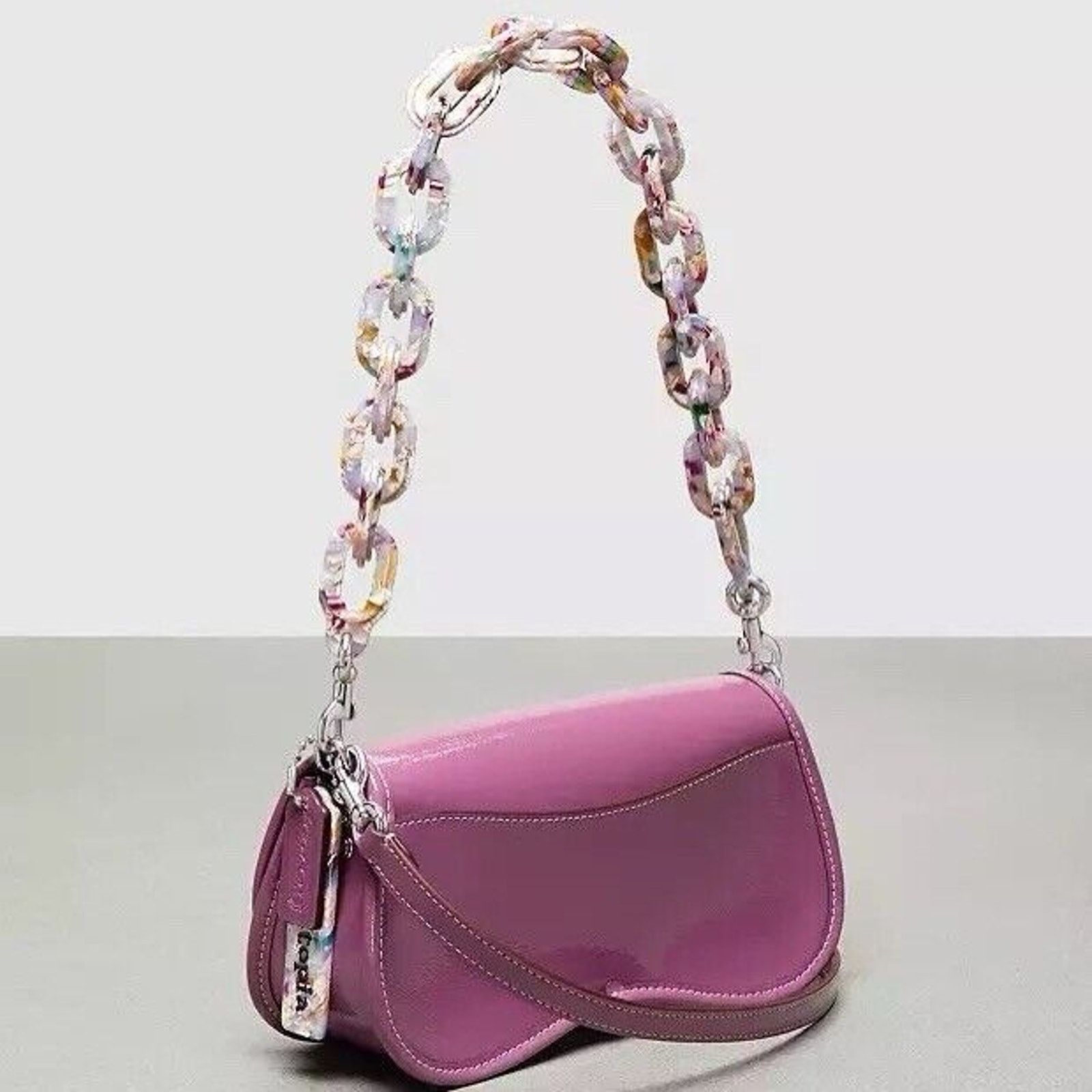 Coach NWT Coach Wavy Dinky Bag In Crinkle CQ056 Berry Size ONE SIZE - 13 Thumbnail