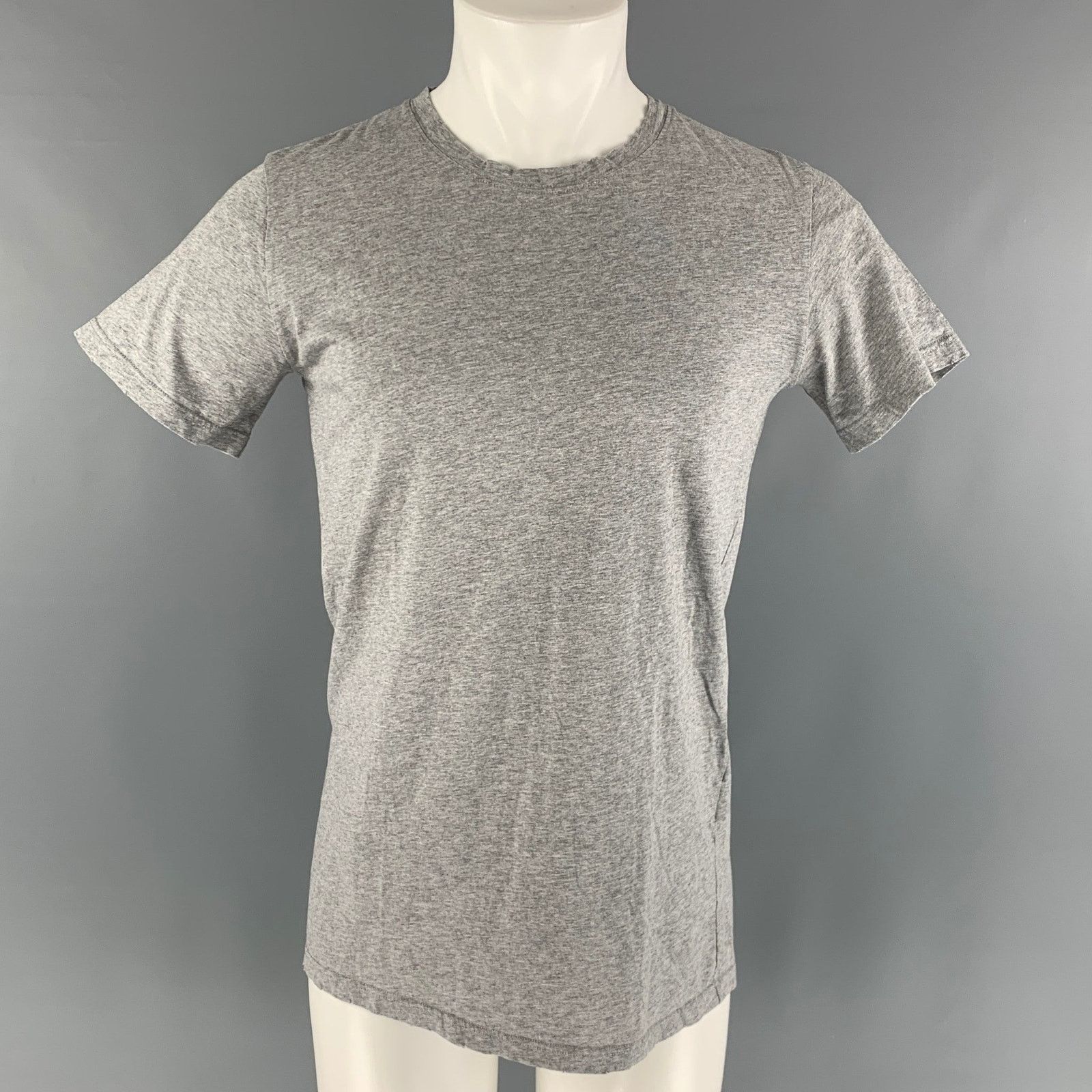 Balmain BALMAIN Size M Grey Solid Cotton Crew-Neck T-shirt Size US M / EU 48-50 / 2 - 1 Thumbnail