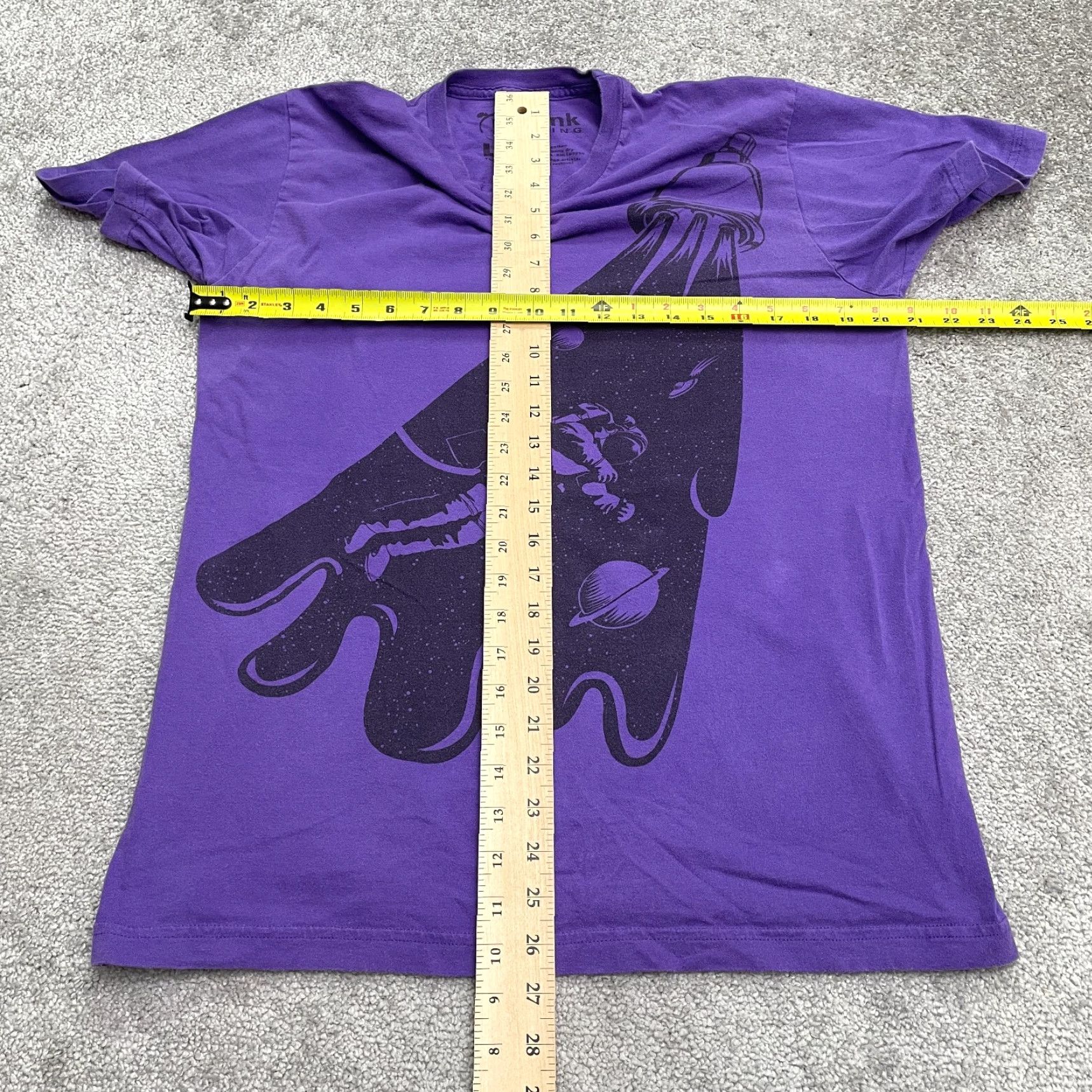 Vintage Rethink T-Shirt Unisex Adult Large Purple Astronaut Space Tee Graphic Print Crew Neck Short Sleeve Casual Size L / US 10 / IT 46 - 5 Thumbnail