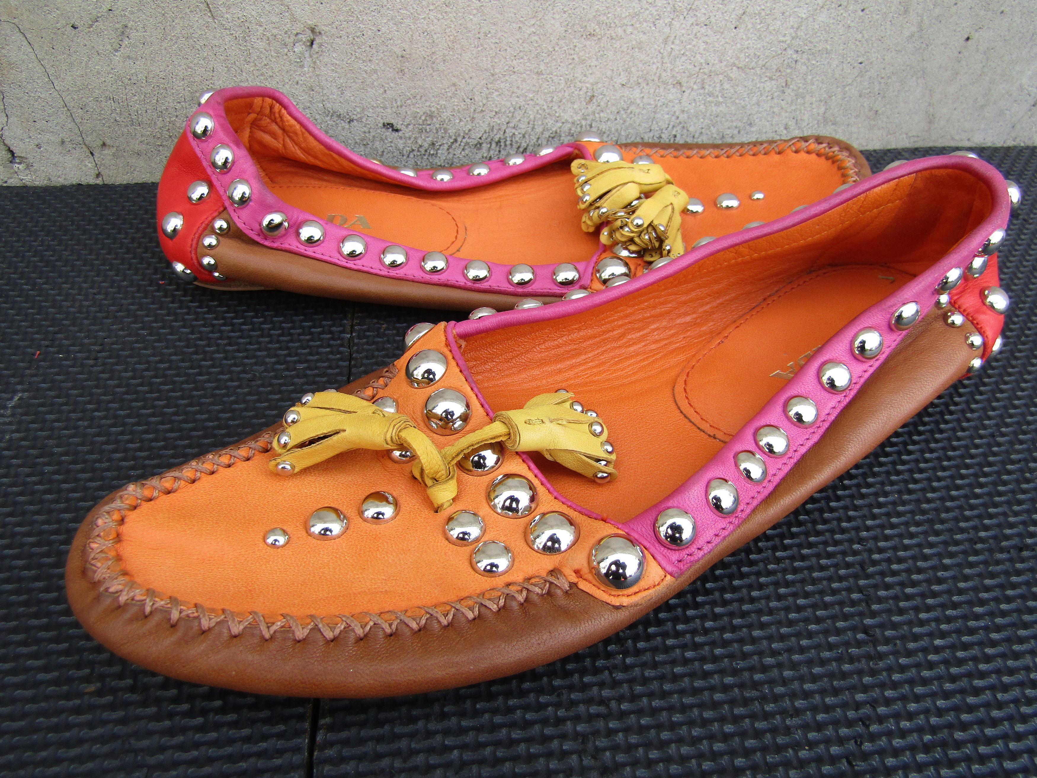 Prada Rare Prada Ballerina Flats Slip on Leather Multicolort Size US 7.5 / IT 37.5 - 3 Thumbnail