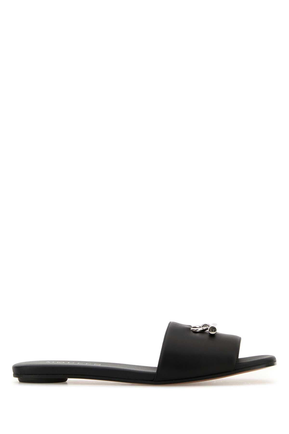Black Leather Slippers