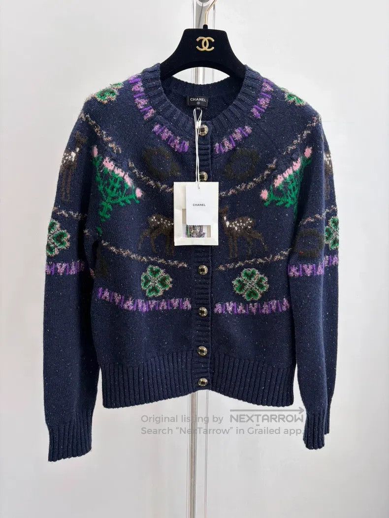 Other Chanel Ski Series Blue Deer Knitted Cardigan Sweater Size XXS / US 00 / IT 34 - 1 Thumbnail