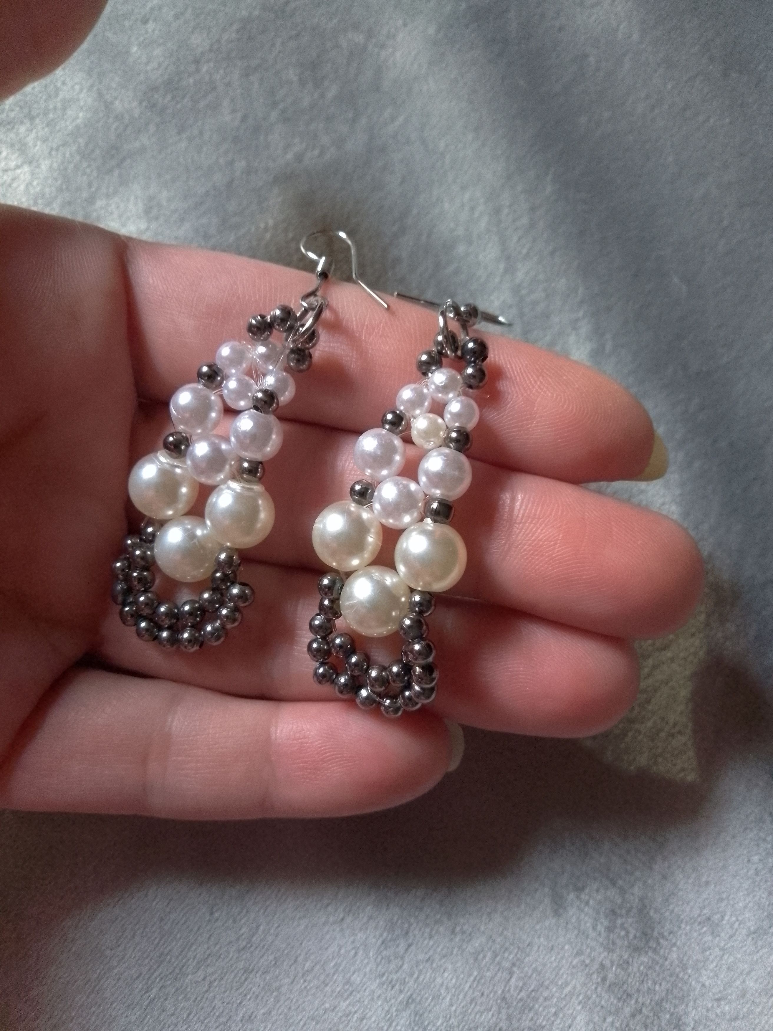 Handmade Necklace Mother Of Pearl+ Crystals+Pearl Earrings. Size ONE SIZE - 2 Thumbnail