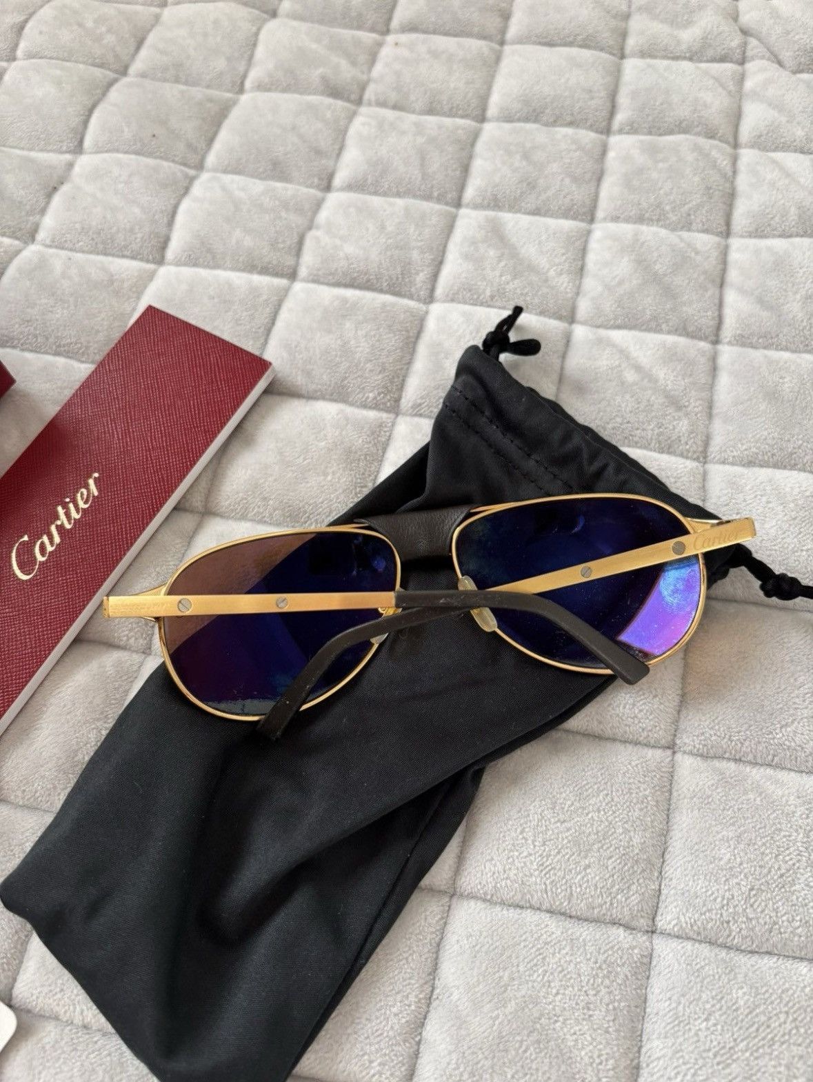 Cartier Cartier Sunglasses: Edition Santos Dumont - Calfskin Leather Size ONE SIZE - 5 Thumbnail
