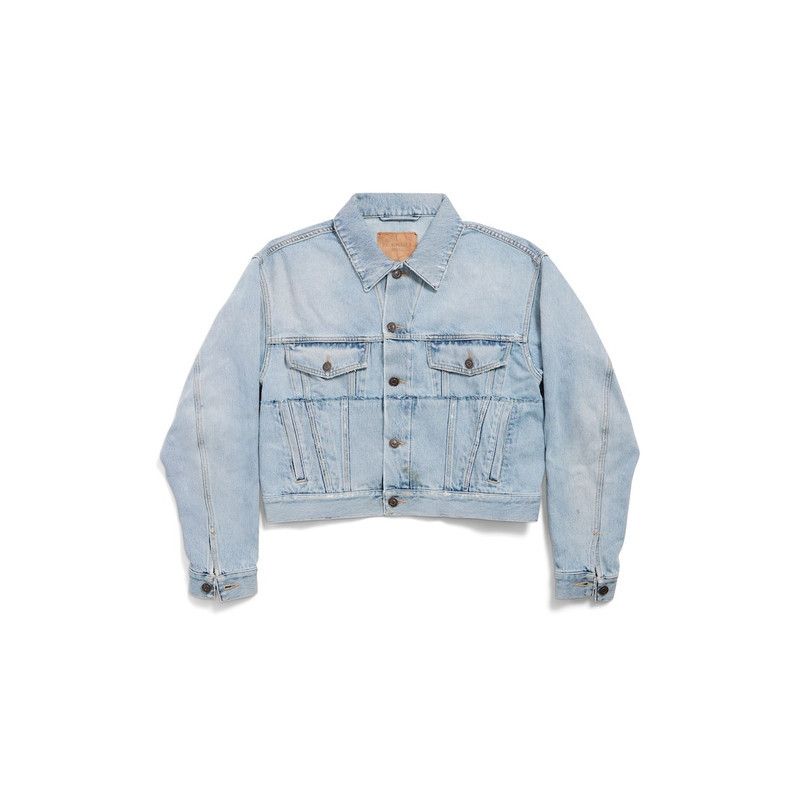 Balenciaga o1tr1nto0526 Denim Jacket Small Fit in Light Blue Size M / US 6-8 / IT 42-44 - 1 Thumbnail