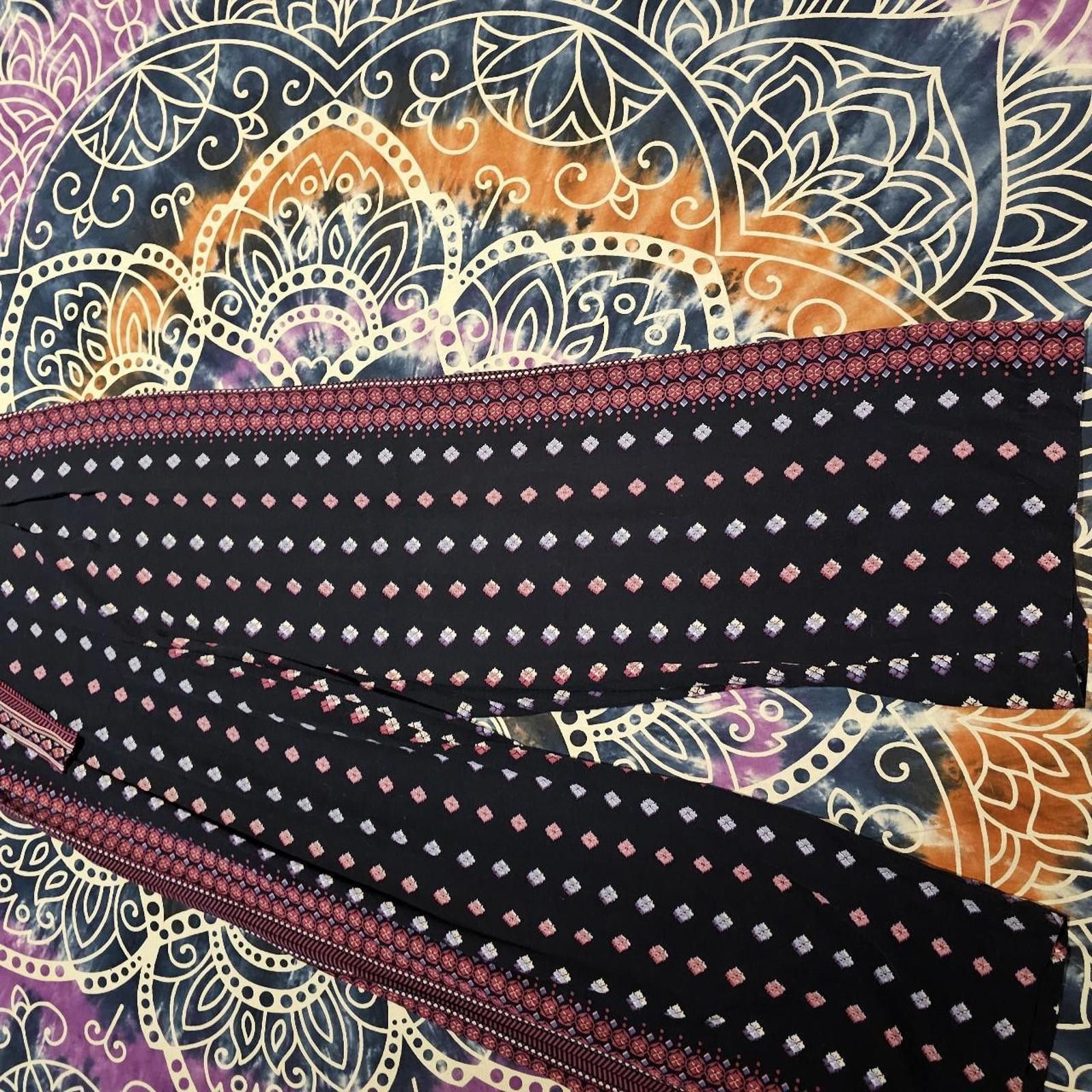 Designer Jessica Simpson Women's Pink and Navy Boho Pants Size 32" / US 10 / IT 46 - 3 Thumbnail