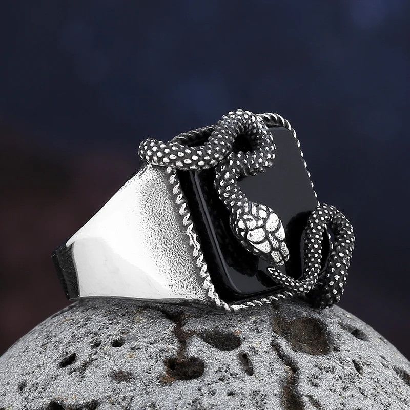 Japanese Brand × Jewelry × Vintage Snack Rock Black Stone Ring Size ONE SIZE - 3 Thumbnail