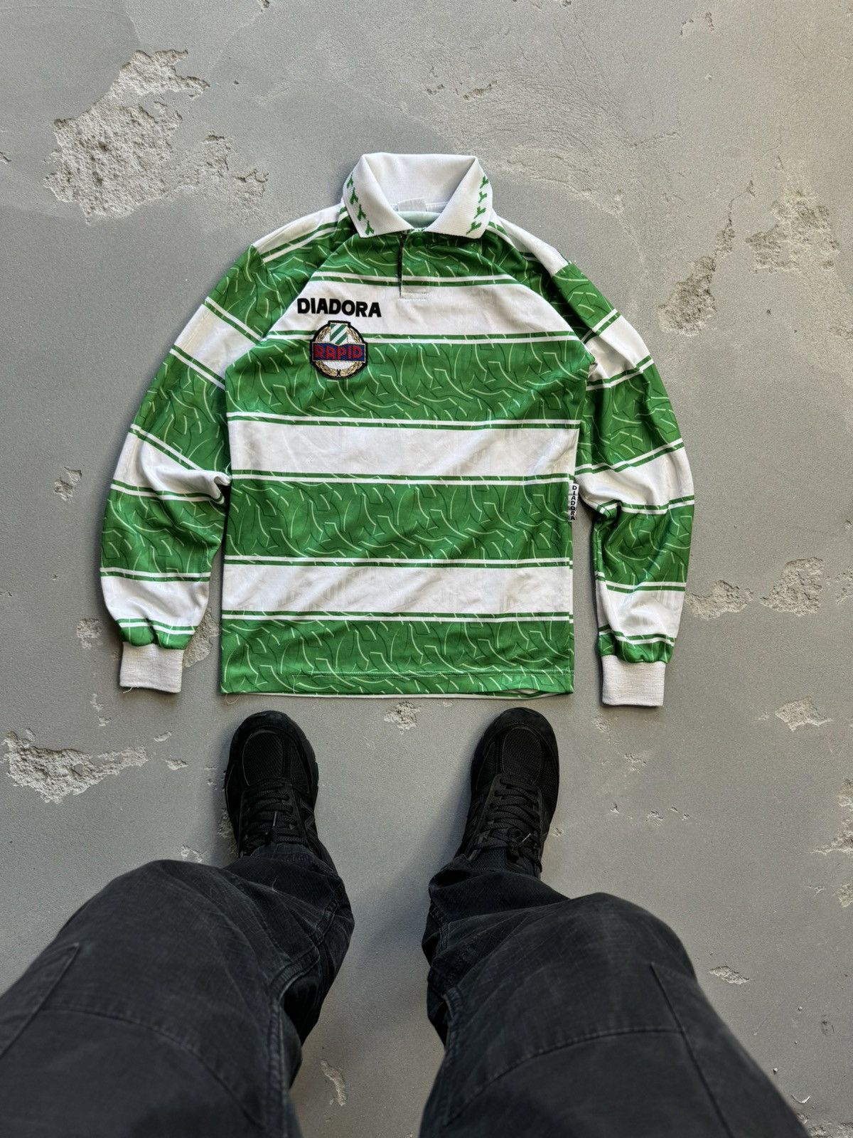 Diadora × Vintage Match Worn Vintage 90s 1995-1996 Rapid Wien Vienna Size US S / EU 44-46 / 1 - 1 Thumbnail