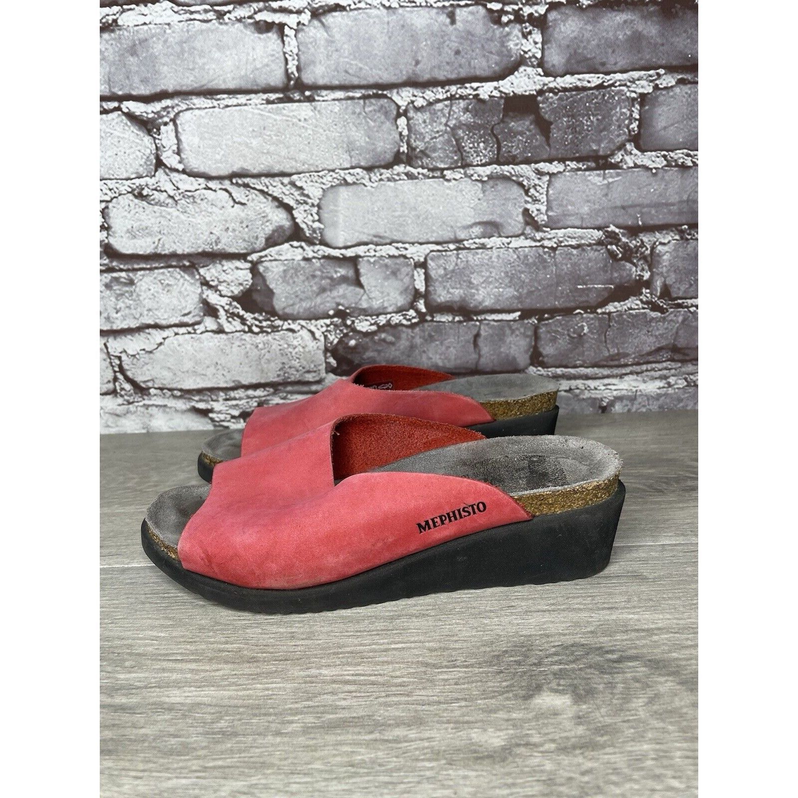 Mephisto Mephisto Lisane Pink Nubuck Leather Slide Cork Wedge Sandals Size US 6 / IT 36 - 1 Thumbnail