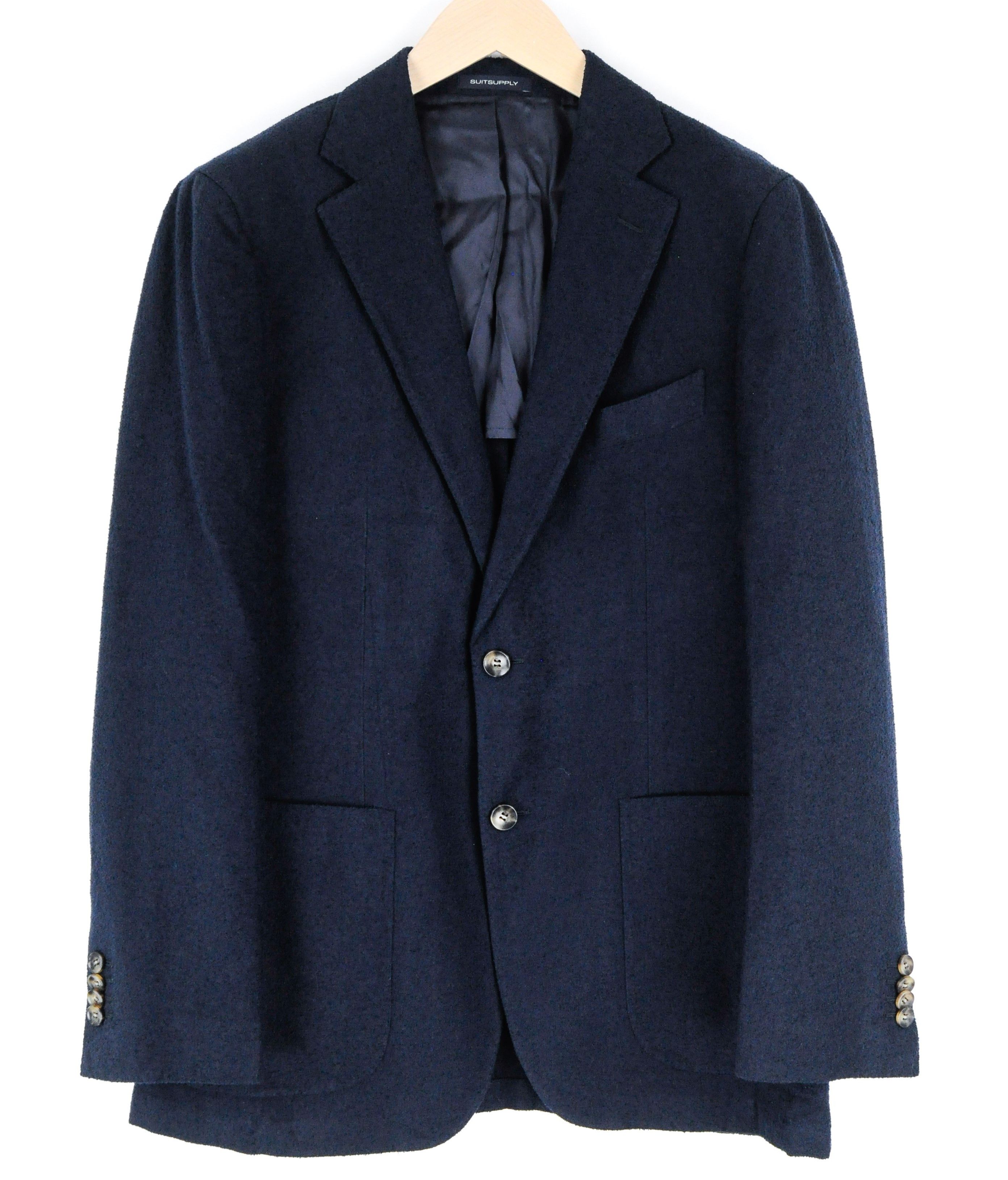 image of Suitsupply Havana Patch Uk42R Wool Linen Flannel Slim Blazer 55027 in Blue, Men's