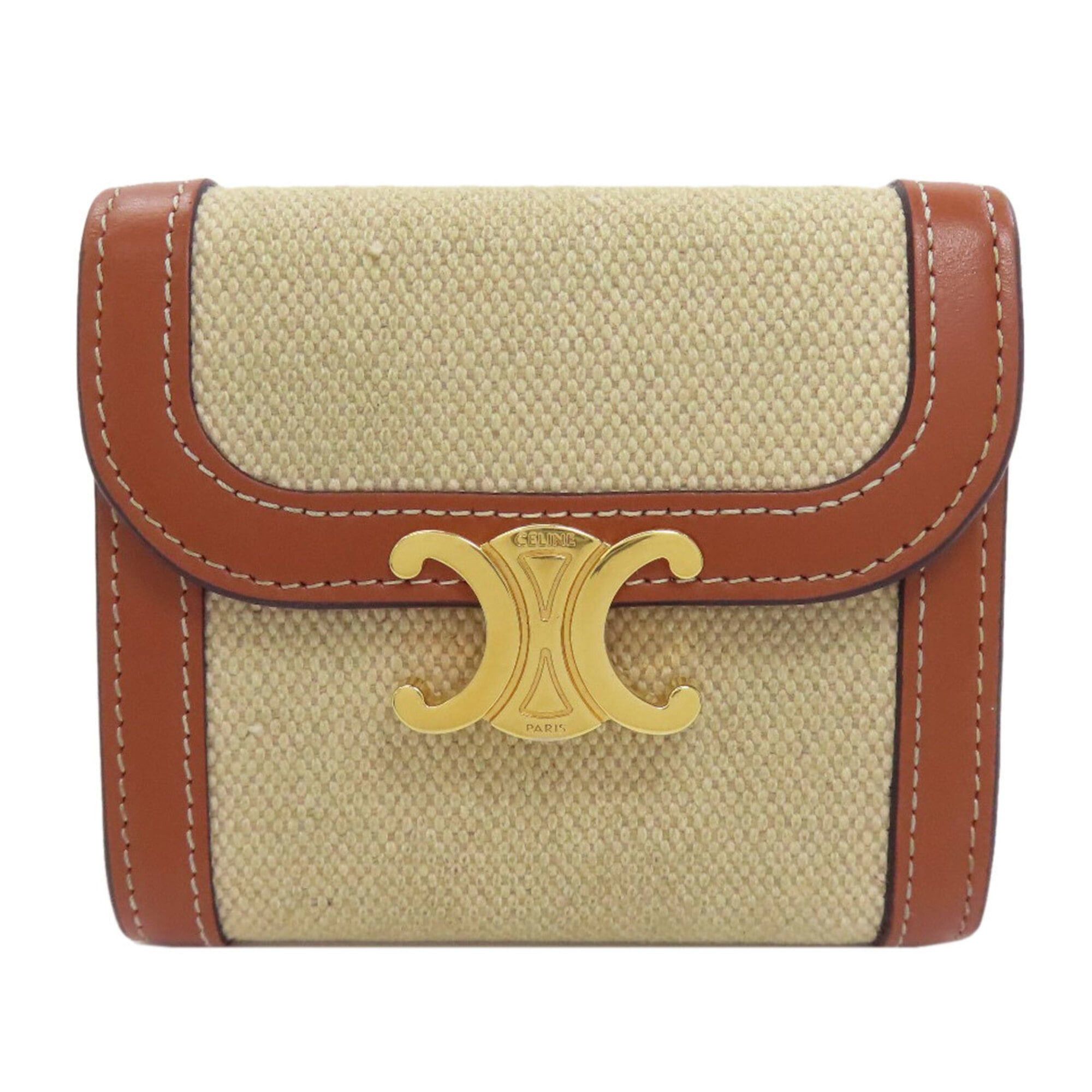 Celine Celine Small Flap Wallet Triomphe Bi-fold (with coin purse) Canvas/Leather Women's CELINE Size ONE SIZE - 1 Thumbnail
