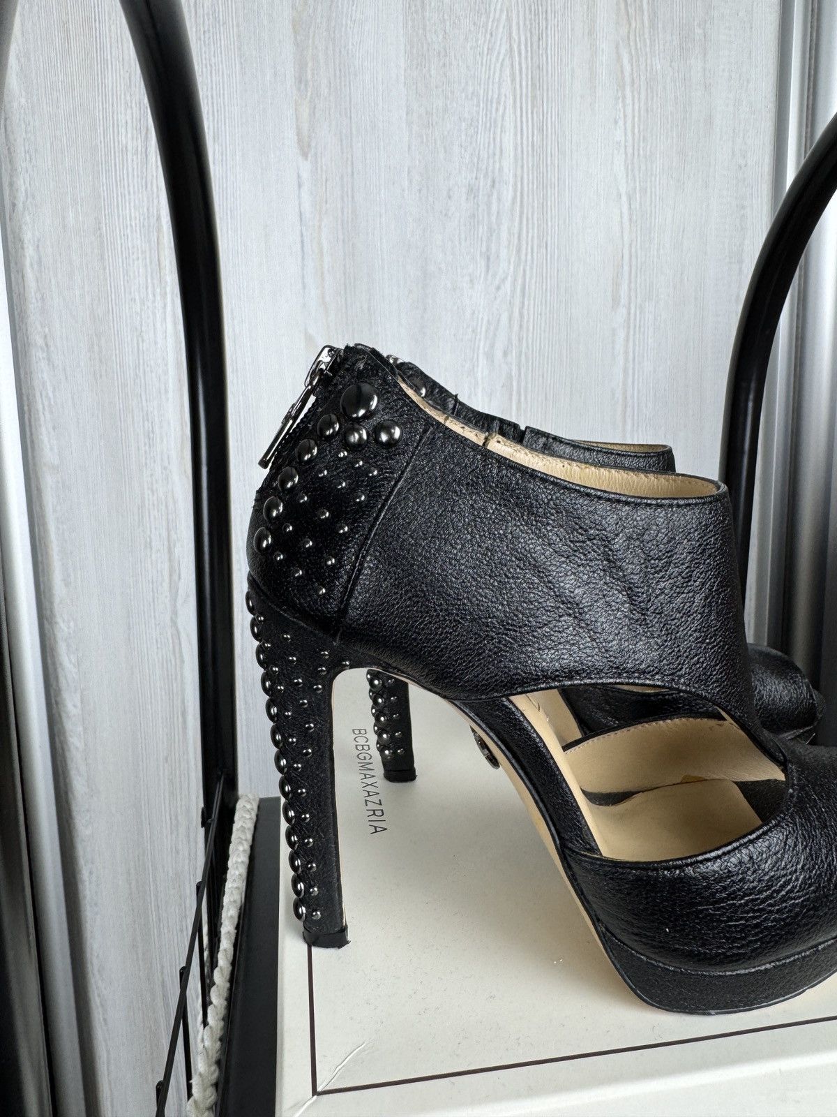 Bcbgmaxazria × Genuine Leather BCBG MaxAzria ILMA Black leather Heels Size US 7 / IT 37 - 4 Thumbnail