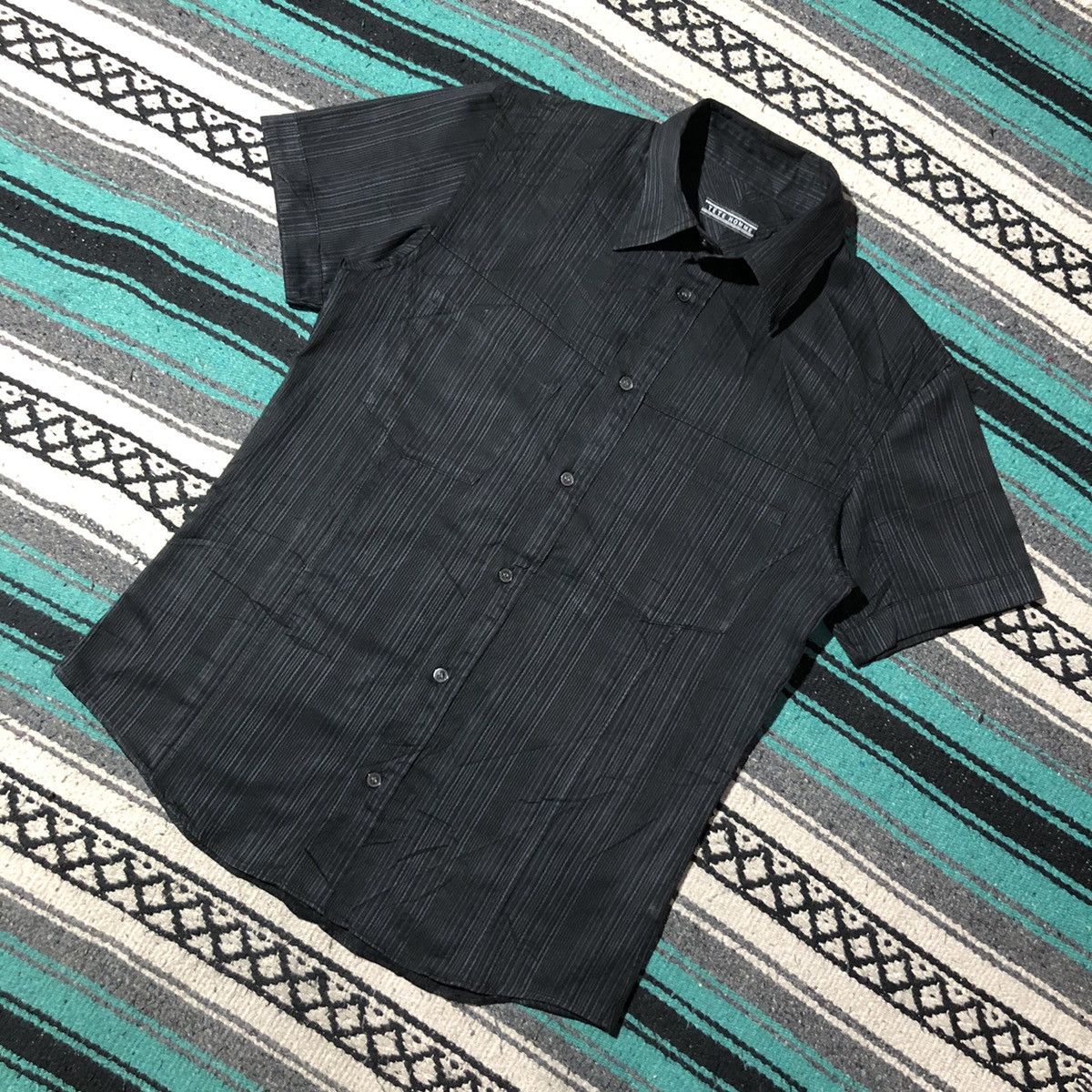 Issey Miyake Tete Homme by Issey Miyake Black Stripe Button Up Shirt Size US L / EU 52-54 / 3 - 3 Thumbnail