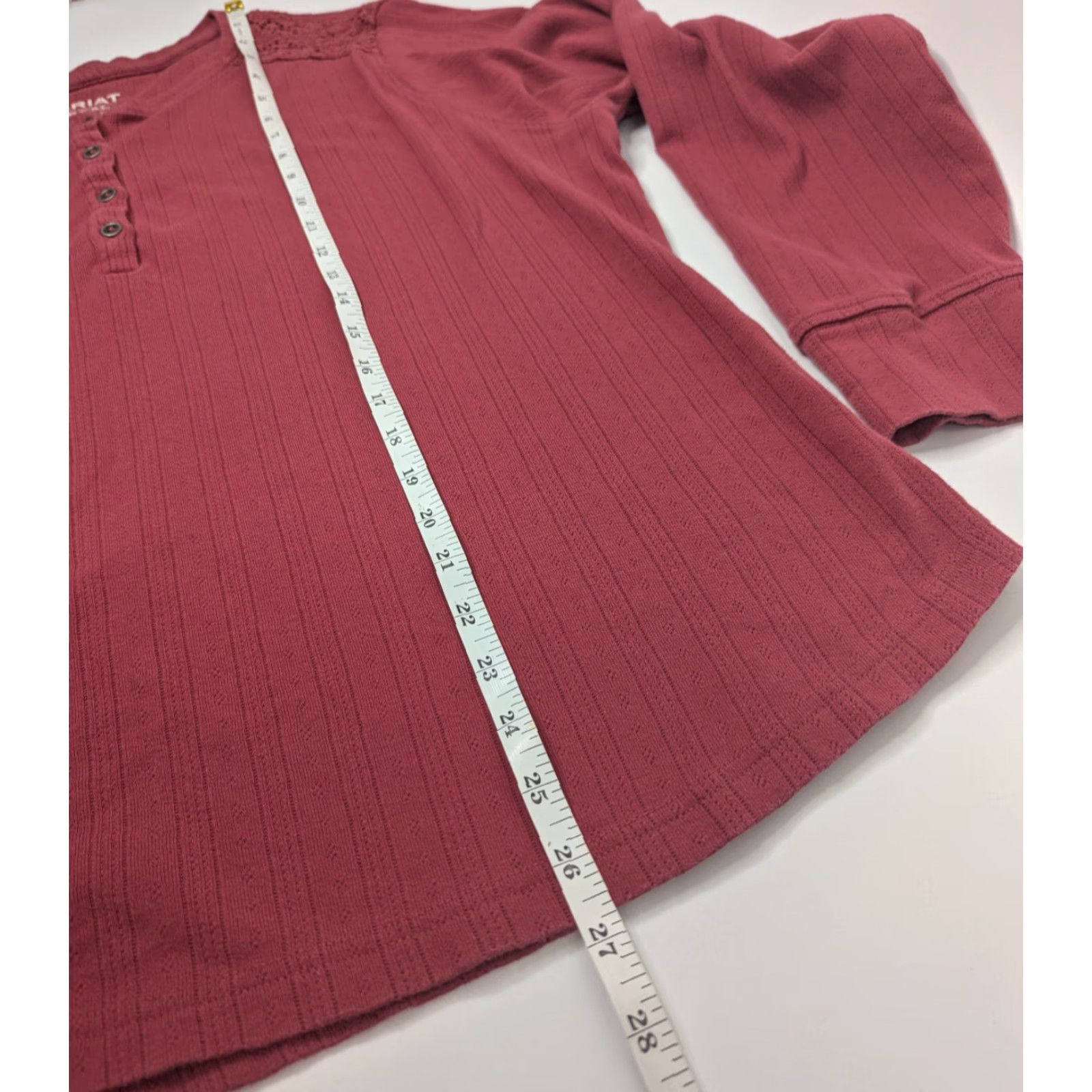 Ariat Ariat Womens Henley Top 2XL Red Pointelle Crochet Lace Knit Casual Shirt Blouse Outdoor Western Size XXL / US 16-18 / IT 52-54 - 4 Thumbnail