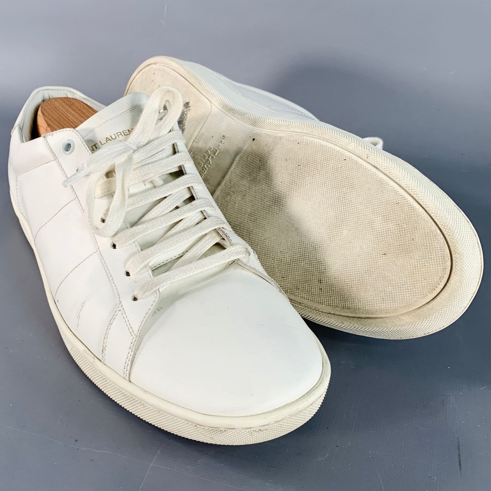 Saint Laurent Paris SAINT LAURENT Size 15 White Leather Low Top Lace-Up Sneakers Size US 15 / EU 48 - 5 Thumbnail