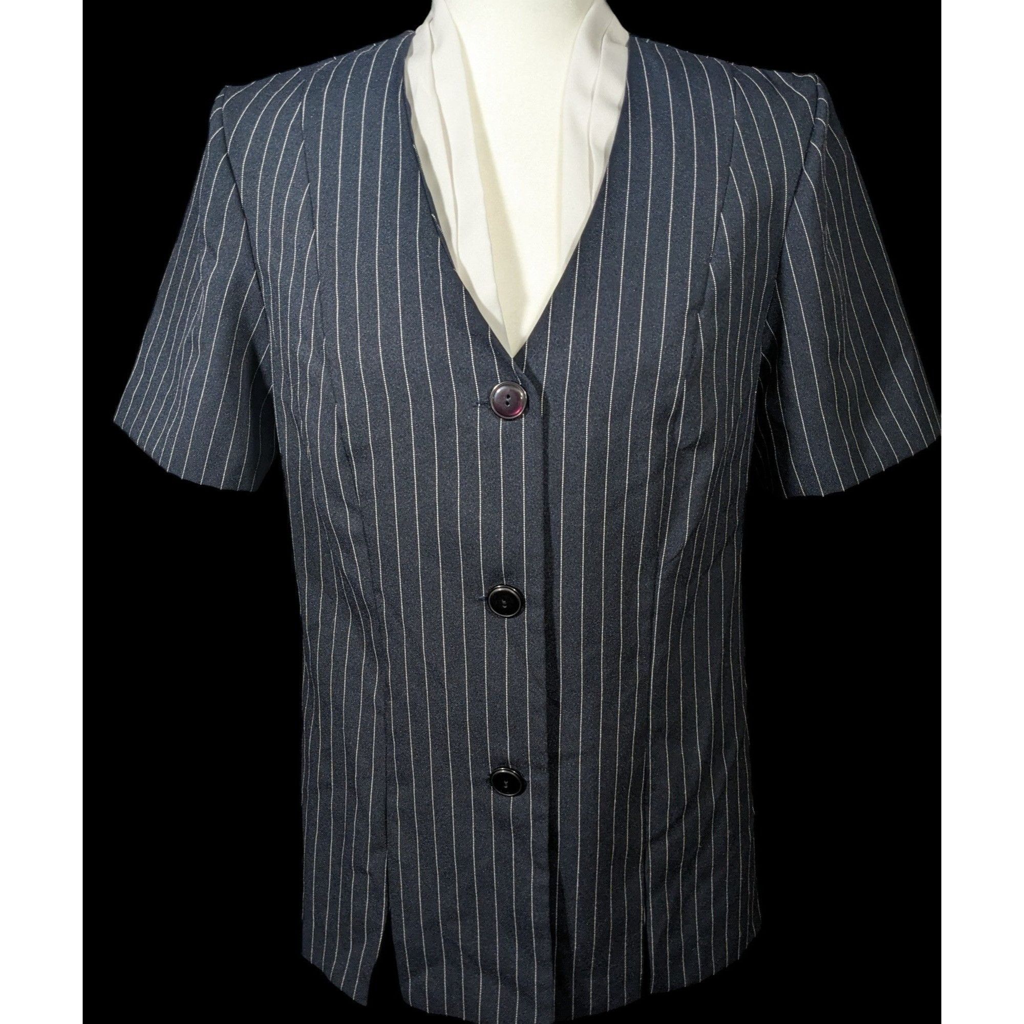Other Vintage BFA Classics Pinstripe Blazer With Faux Undershirt C Size L / US 10 / IT 46 - 1 Thumbnail