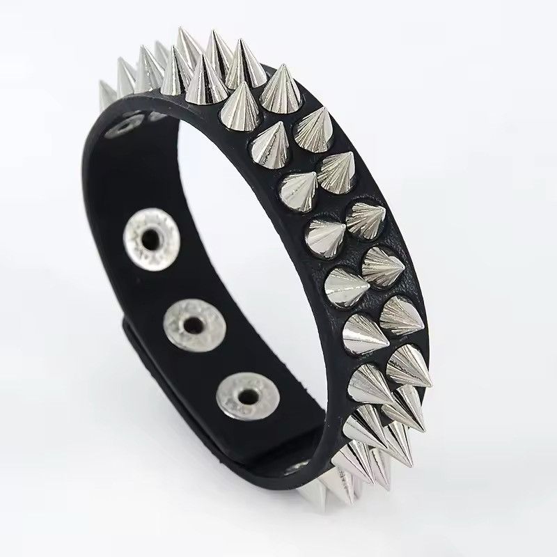 Japanese Brand × Leather PU Leather 2 Row Spike Hand Bracelet Size ONE SIZE - 2 Thumbnail