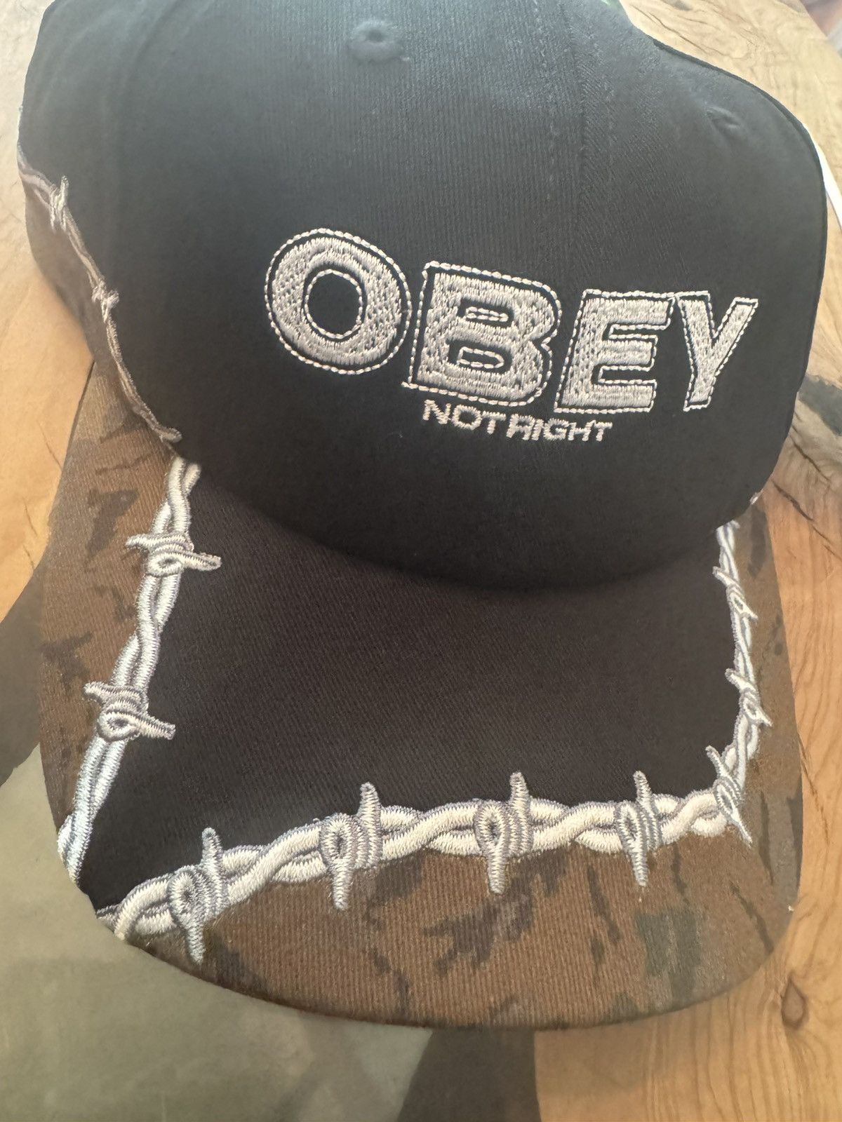 Obey × Shepard Fairey OBEY POSSE ‘Not Right’ Barbed Wire 2-Tone Dad Hat NEW Size ONE SIZE - 3 Thumbnail