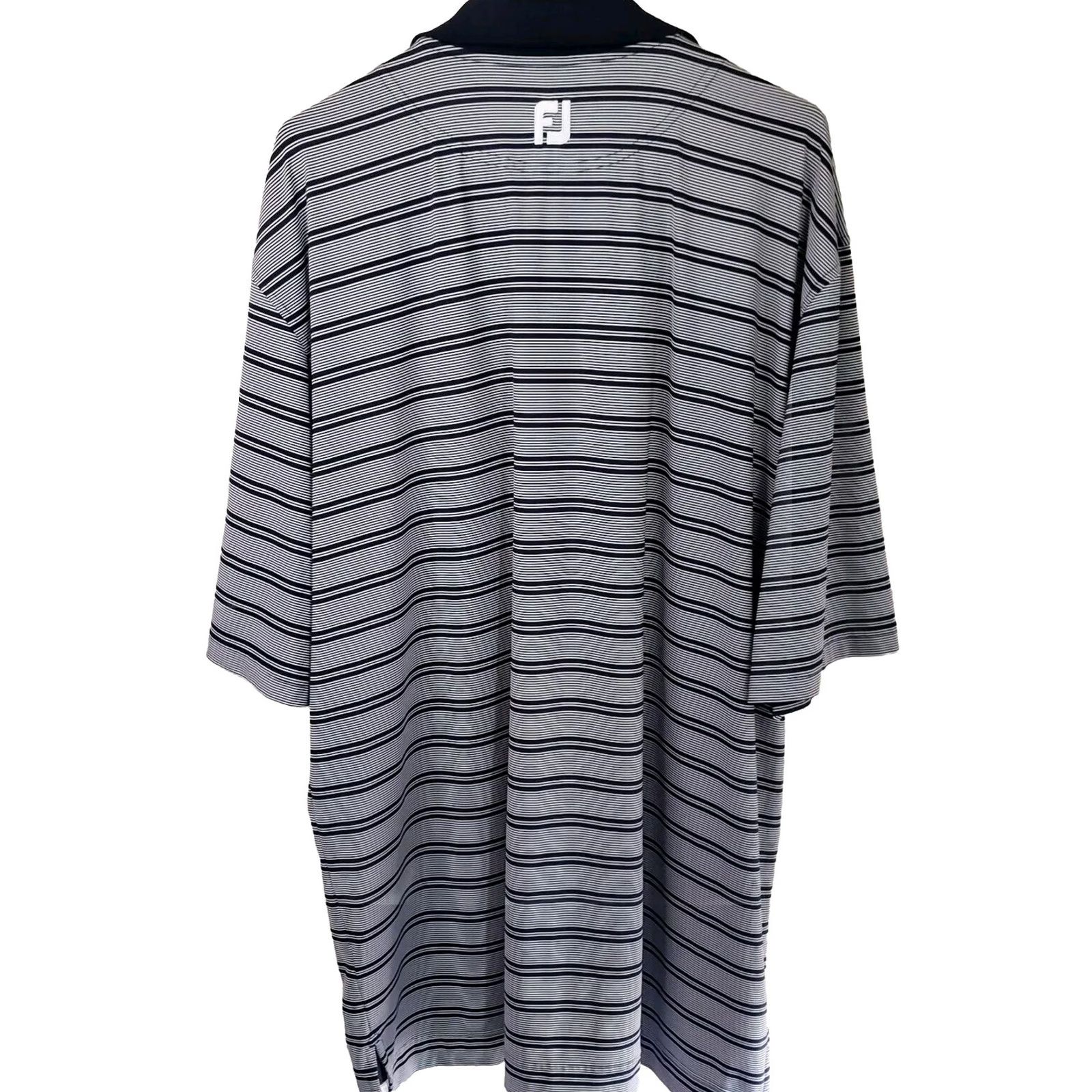 Footjoy FootJoy FJ Polo Shirt Navy Blue Gray Striped Short Sleeve 2XL Mens Golf Shirt Shirt Regular Fit Logo Lightweight Stretch Polo Size US XXL / EU 58 / 5 - 7 Thumbnail