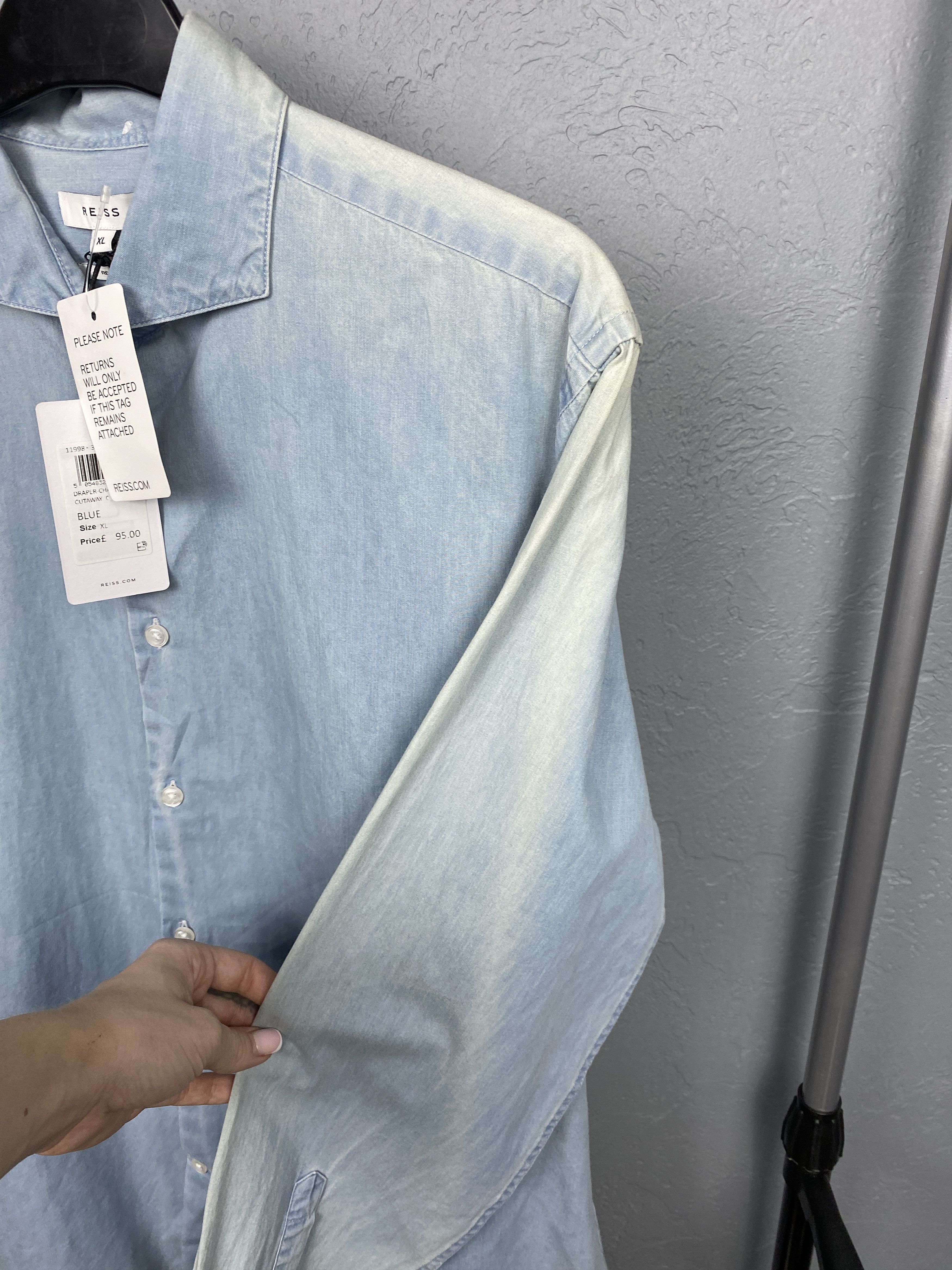 Reiss NEW Reiss Mens Denim Long Sleeve Shirt Jeans Size US XL / EU 56 / 4 - 5 Thumbnail