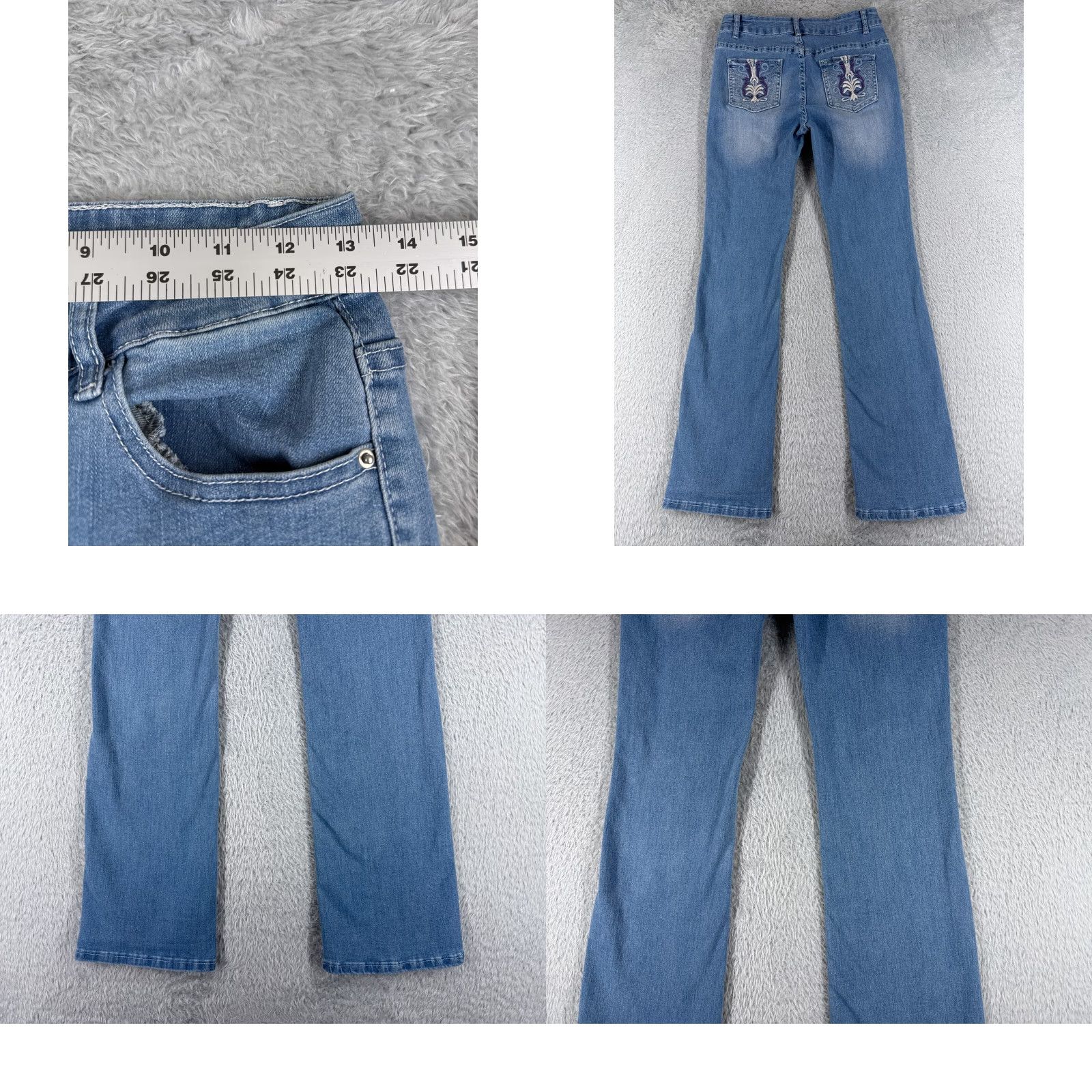 Shein SheIn Jeans Women's Jeans 4 Blue Denim Flare Cotton Blend Stretch Mid Rise 26x30 Size 27" / US 4 / IT 40 - 9 Thumbnail