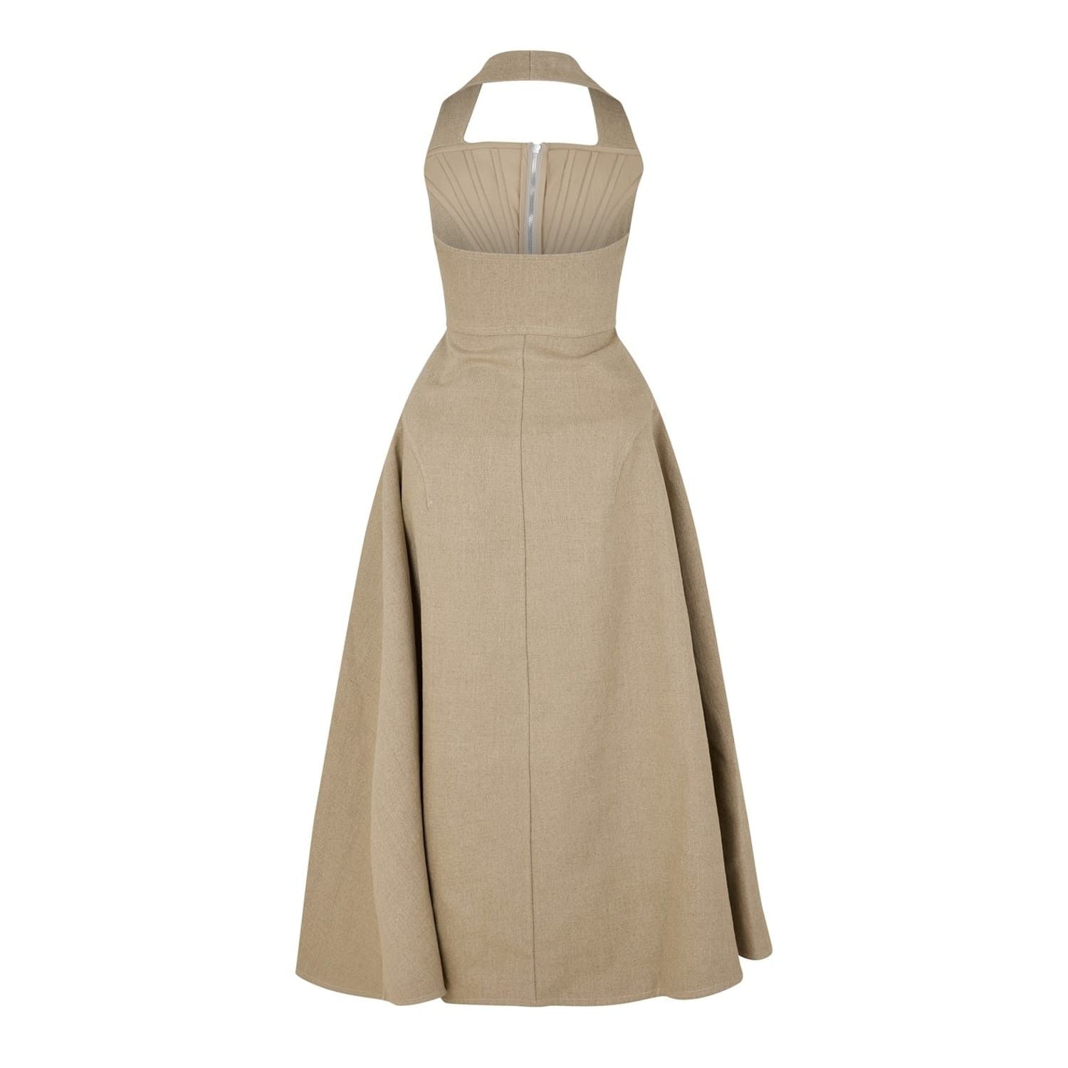 Bottega Veneta Bottega Veneta Salon Halter Neck Midi Dress in Neutral Size XS / US 0-2 / IT 36-38 - 2 Thumbnail
