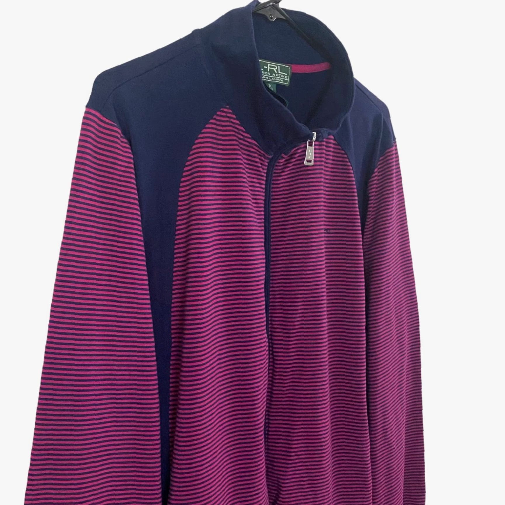 Ralph Lauren VINTAGE Lauren Ralph Lauren Jacket Womens Plus 3X Pink Stripe Full-Zip Cotton Blend Y2K Striped Size XXL / US 16-18 / IT 52-54 - 4 Thumbnail