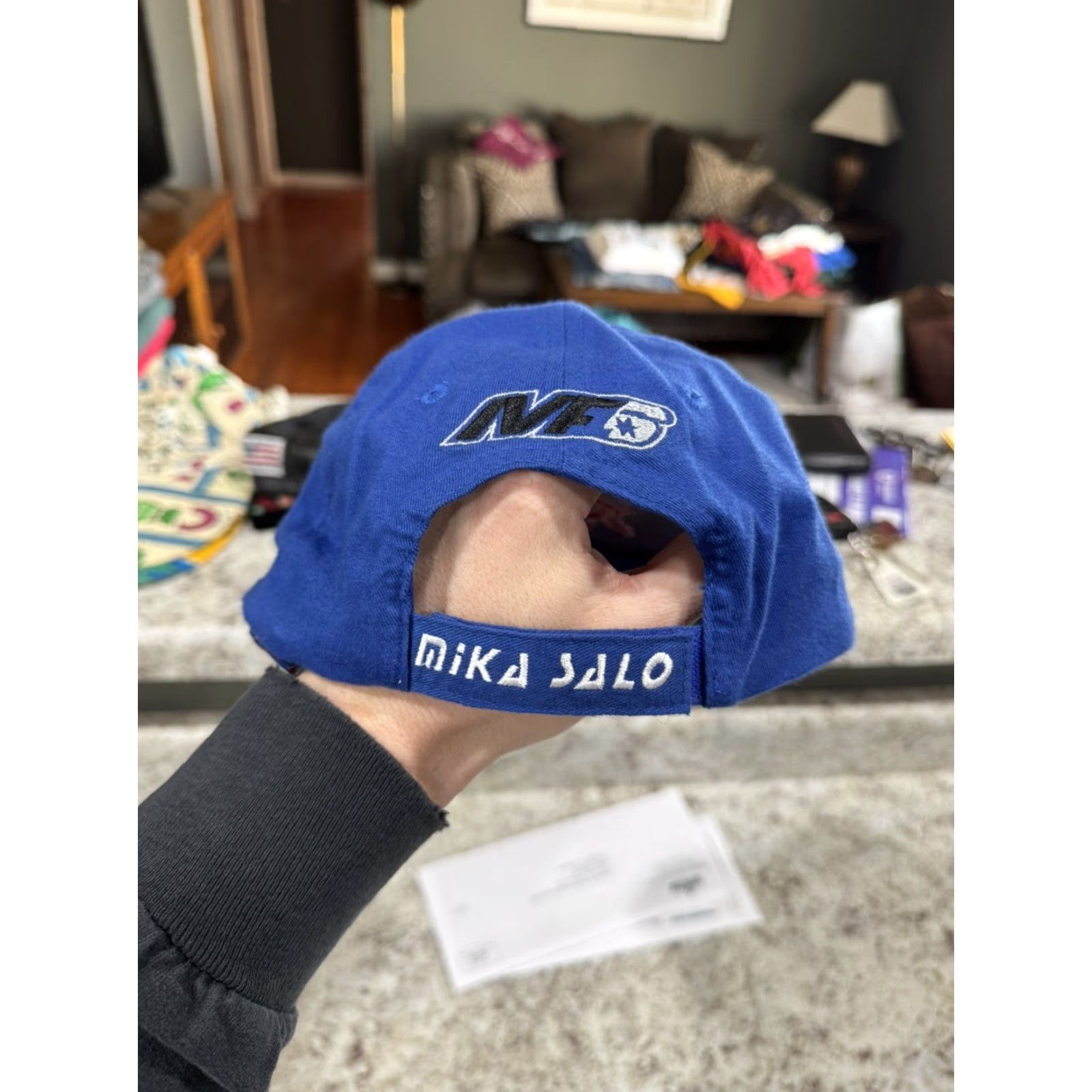 Vintage VINTAGE Red Bull Sauber Patronas Miko Salo Signature Strapback Hat Cap Formula 1 Men One Size Blue Adjustable Cotton Baseball Cap Size ONE SIZE - 3 Thumbnail