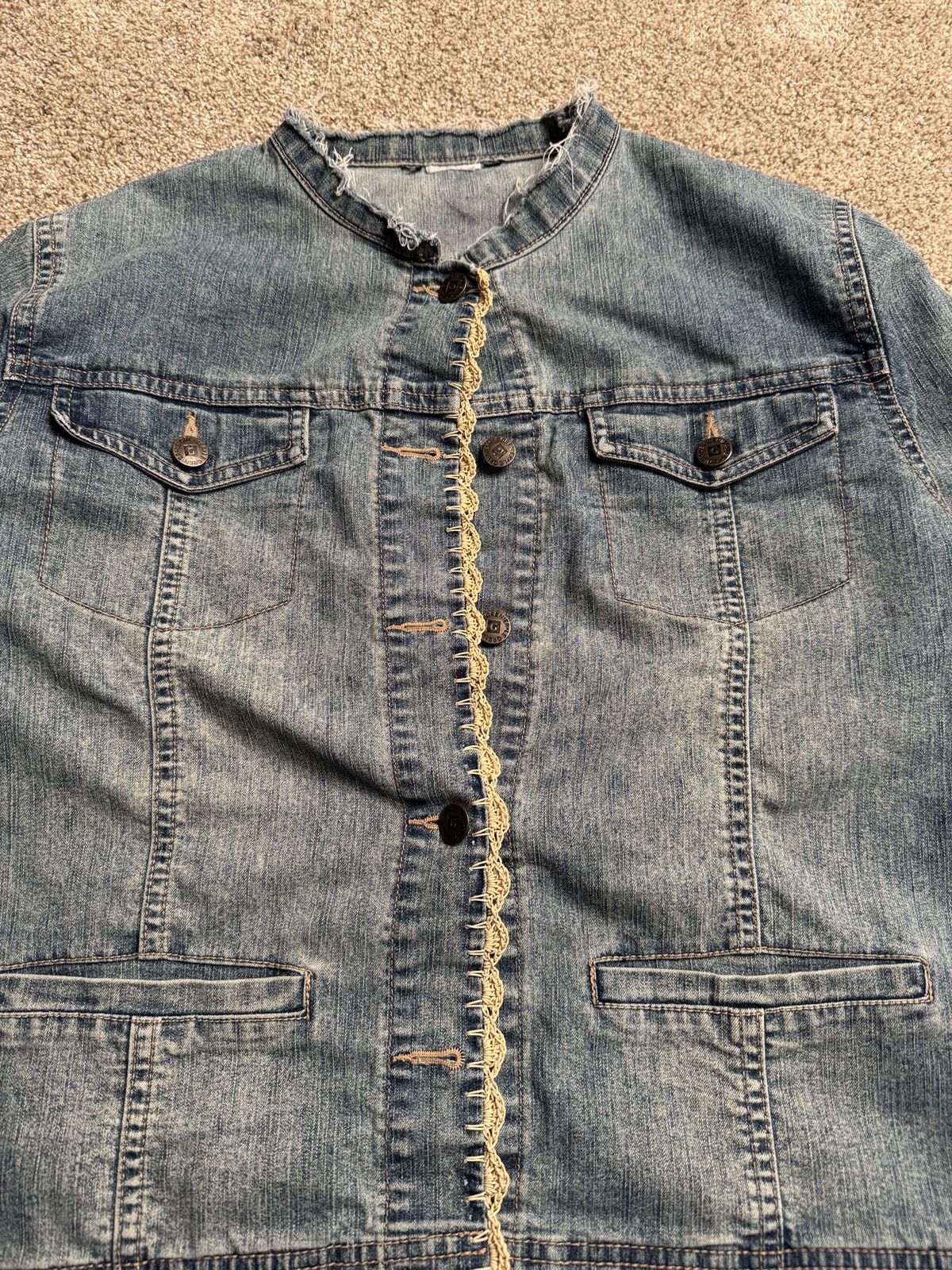Other LE GREENIER “CROCHET EDGE” DENIM JACKET Size L / US 10 / IT 46 - 2 Thumbnail