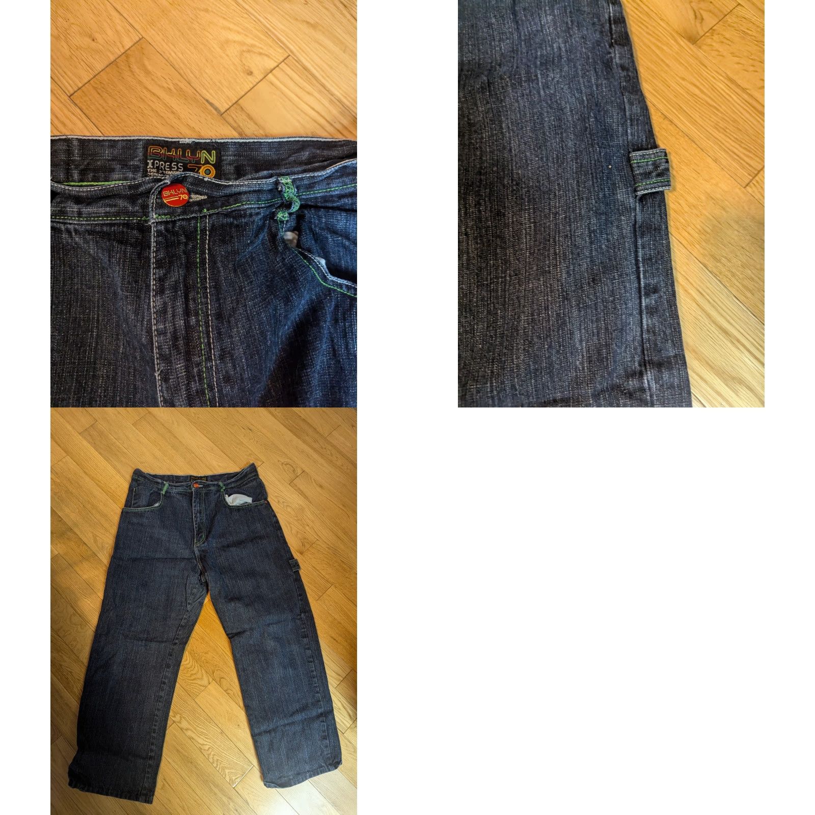 Express VINTAGE BROOKLYN XPRESS Jeans 90s Y2K Hip Hop Baggy Wide-Leg 36" Mens Blue Denim 5-Pocket Zipper Fly Size US 36 / EU 52 - 8 Thumbnail