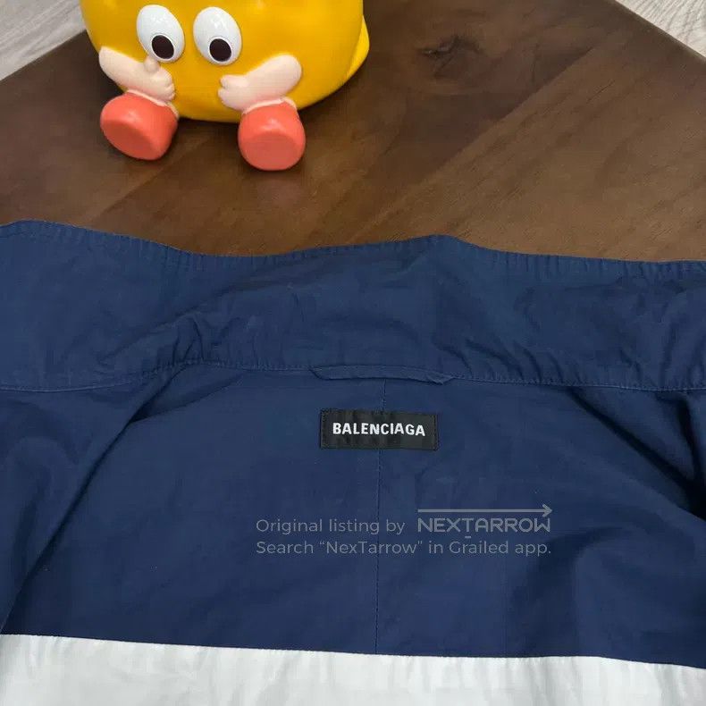 Balenciaga Balenciaga Blue and White Embroidered Logo Patchwork Windb Size US S / EU 44-46 / 1 - 6 Thumbnail