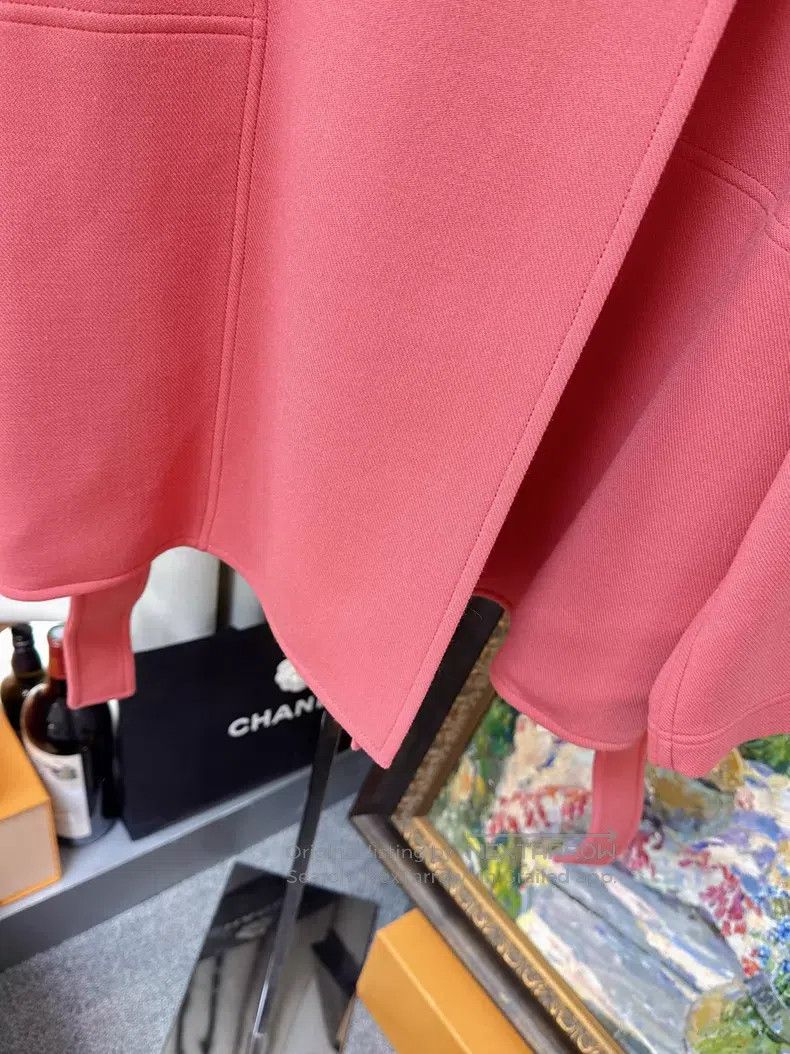 Hermes Hermes Watermelon Red Short Double-Sided Cashmere Cloak Co Size XS / US 0-2 / IT 36-38 - 3 Thumbnail