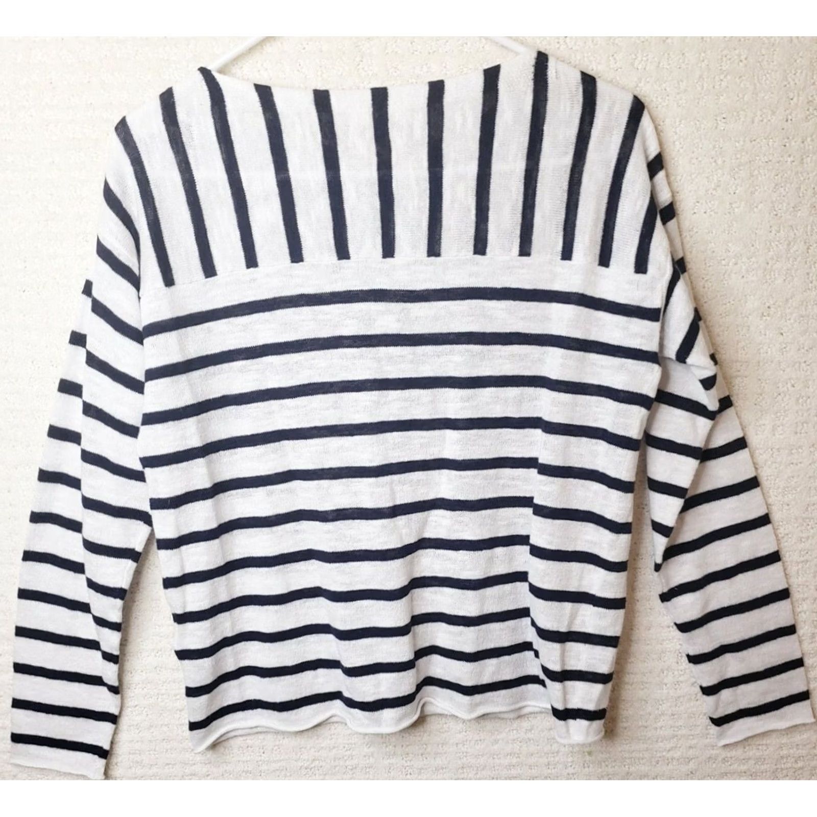 Eileen Fisher Eileen Fisher Petites Nautical Cotton Striped Pullover Sweater Button Shoulder PP Size XXS / US 00 / IT 34 - 7 Thumbnail
