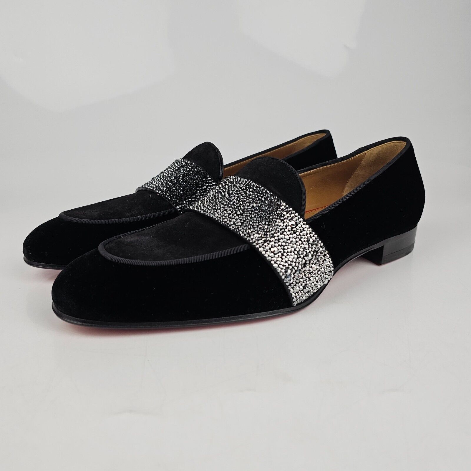 image of Christian Louboutin Nit Night Strass Suede Black Loafers New, Men's (Size 7)