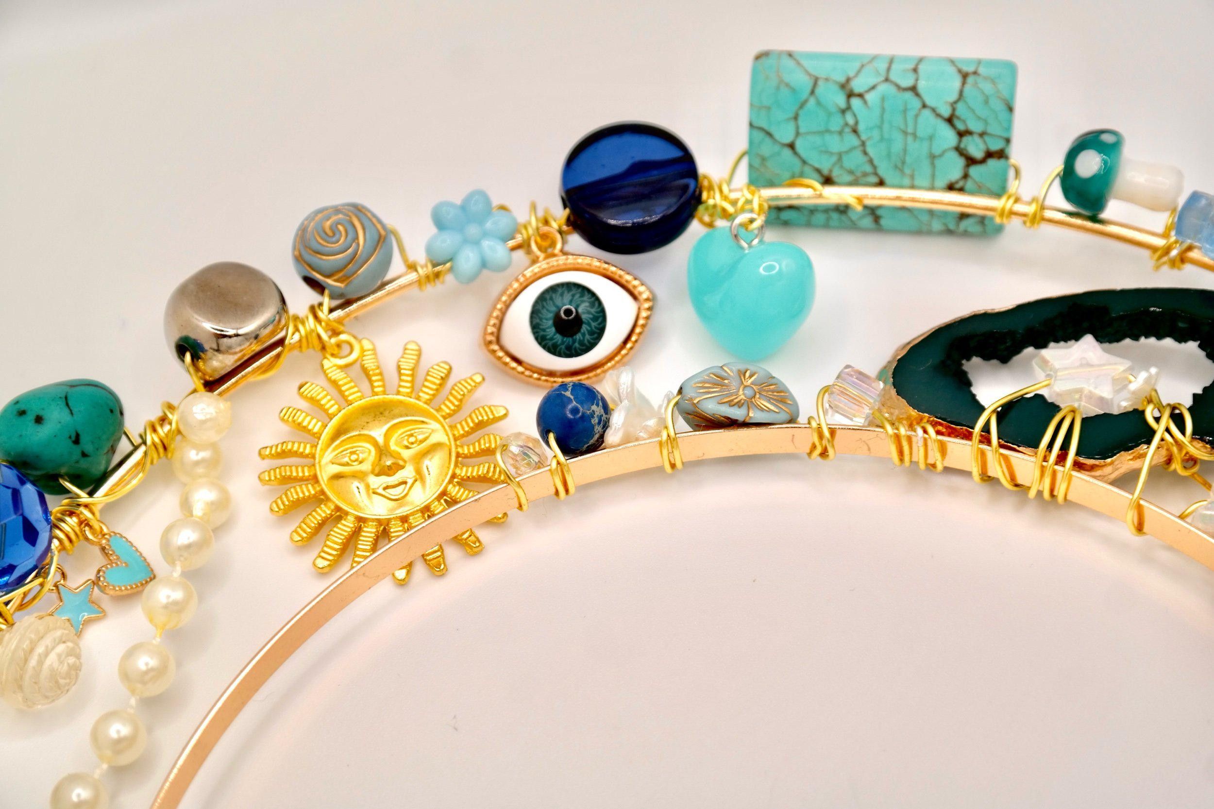 Handmade Fit For A Mermaid Blue & Gold Headpiece Size ONE SIZE - 9 Thumbnail