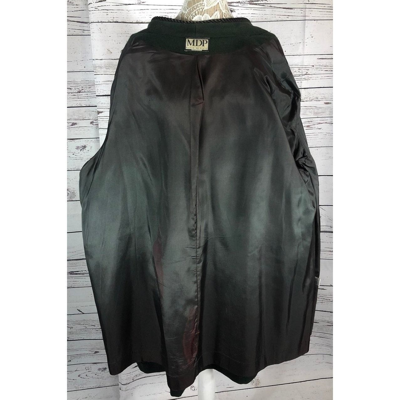 Vintage VINTAGE MDP Mario De Pinto green wool V neck coat black trim Size XXL / US 16-18 / IT 52-54 - 12 Thumbnail