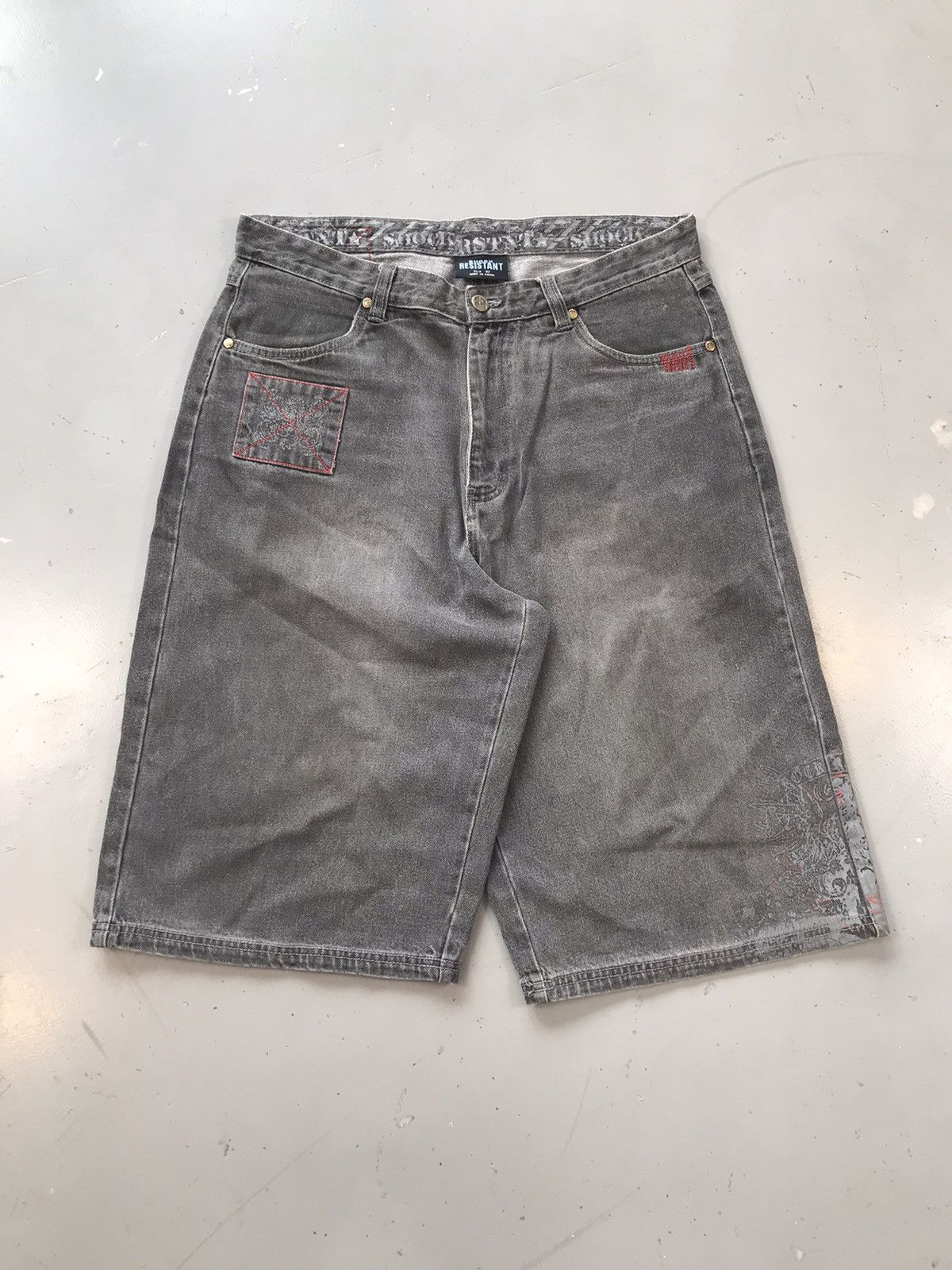 Designer × Vintage Vintage shock resistant embroidered jort Size US 35 - 1 Thumbnail
