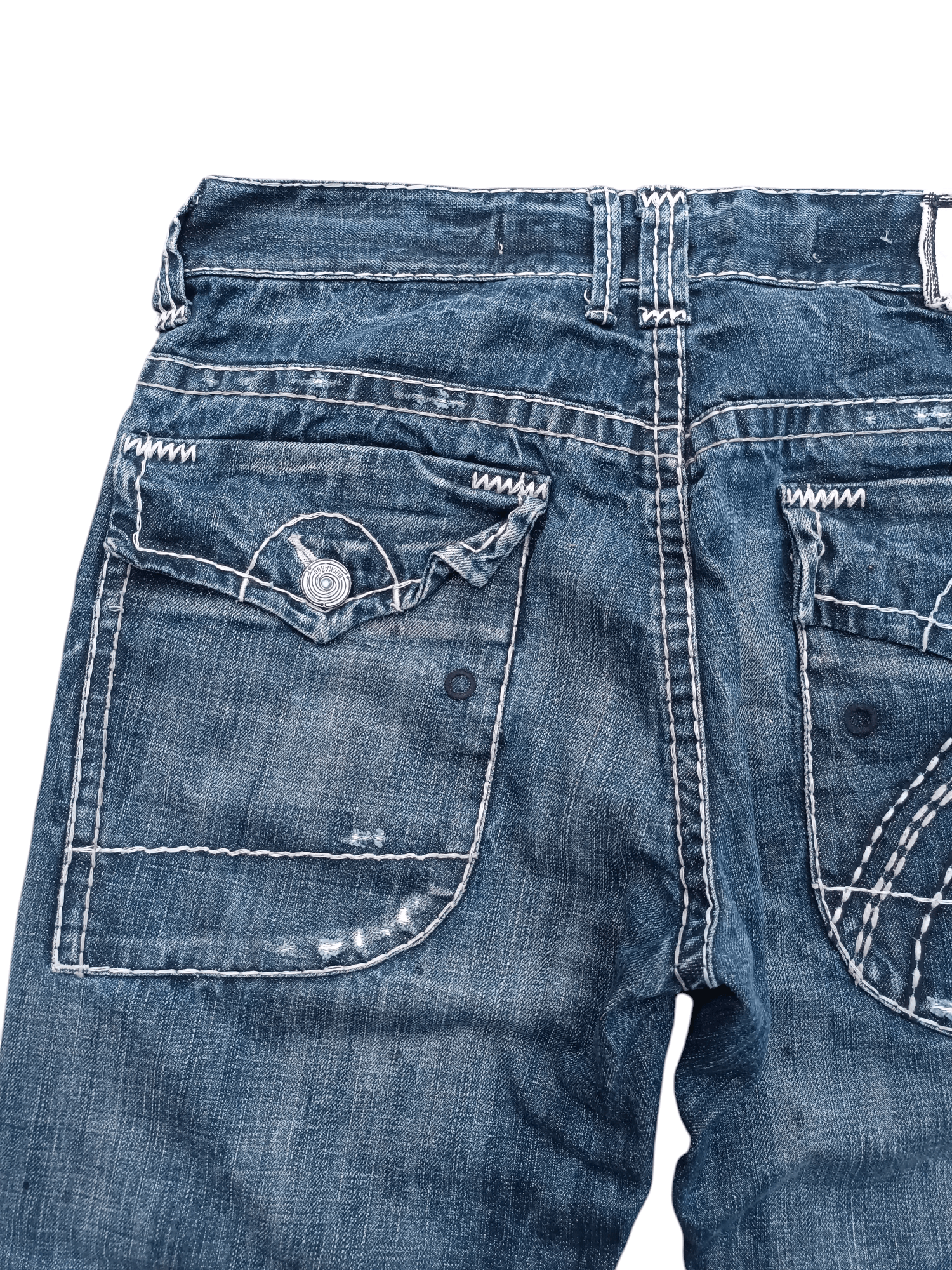 Japanese Brand FLARED💥BUCKAROO DISTRESSED DENIM PANT Size US 35 - 18 Thumbnail