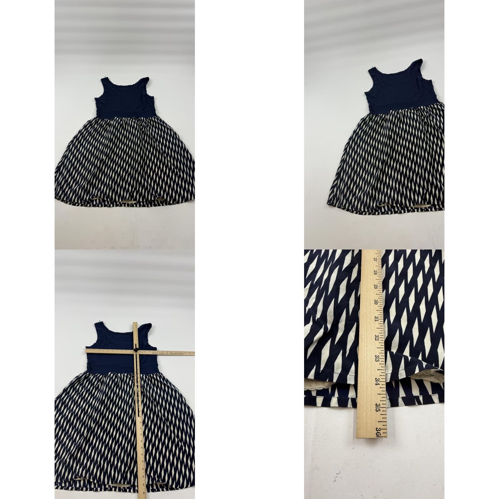 Feit Fei Dress Womens M Blue Geometric Silk Sleeveless Fit & Flare Knee Length Dress Size M / US 6-8 / IT 42-44 - 8 Thumbnail