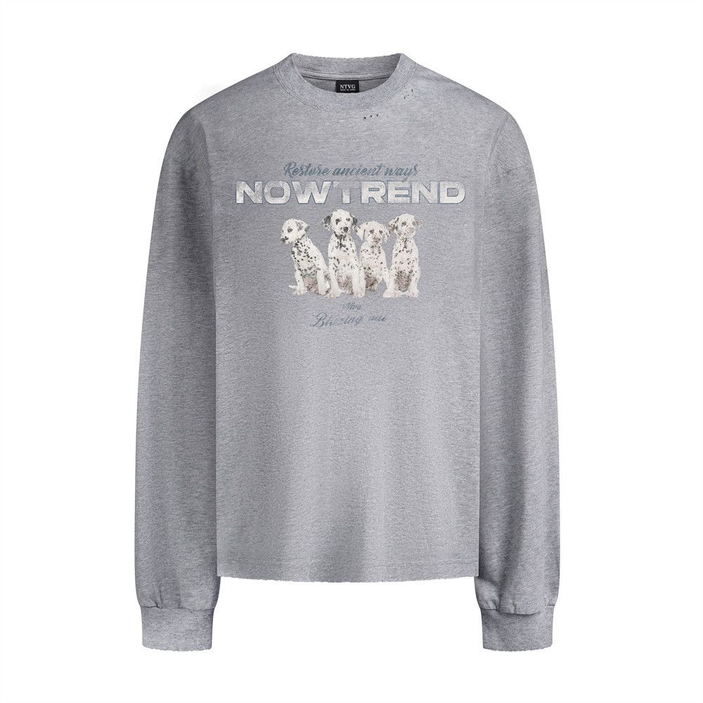 Vintage Men's loose distressed puppy print long-sleeved T-shirt Size US L / EU 52-54 / 3 - 1 Thumbnail