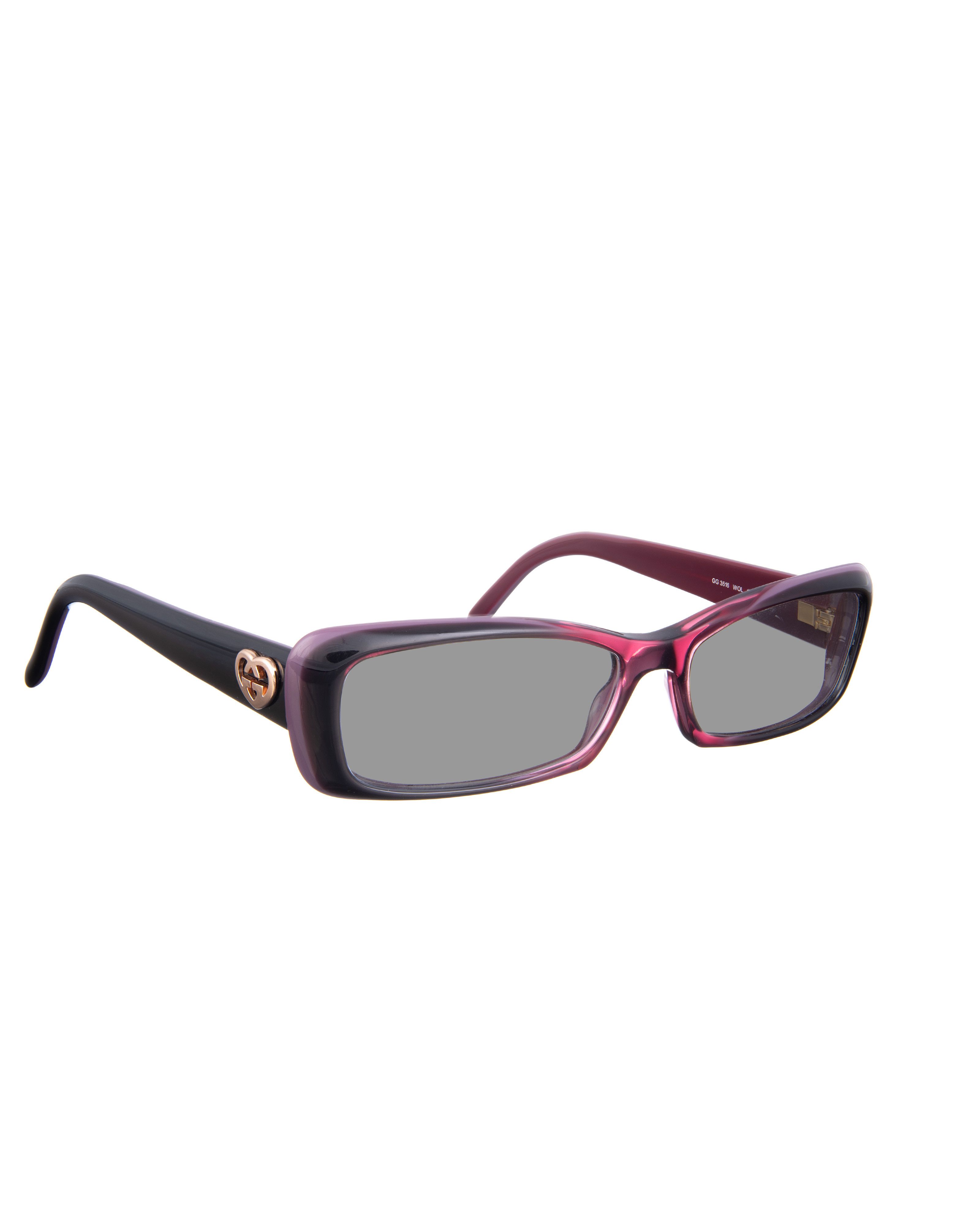 Gucci Gucci 00s Violet Burgundy Cat Eye Sunglasses With Hear Size ONE SIZE - 1 Thumbnail