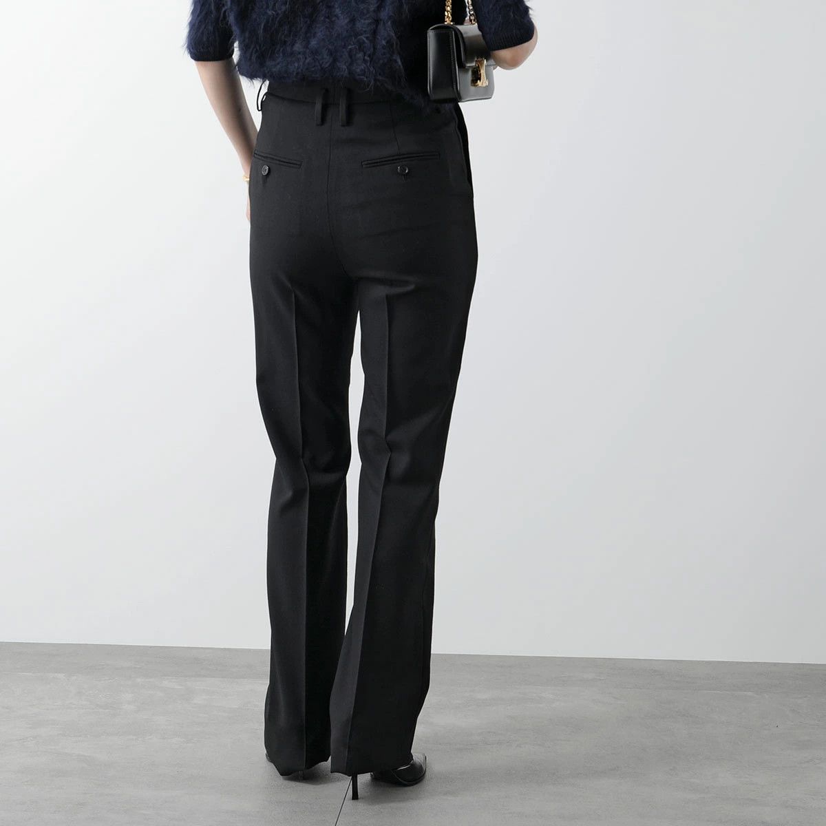 Saint Laurent Paris o1s1wg110225 698286 High-Waisted Pant Wool Gabardine Black Size 30" / US 8 / IT 44 - 3 Thumbnail