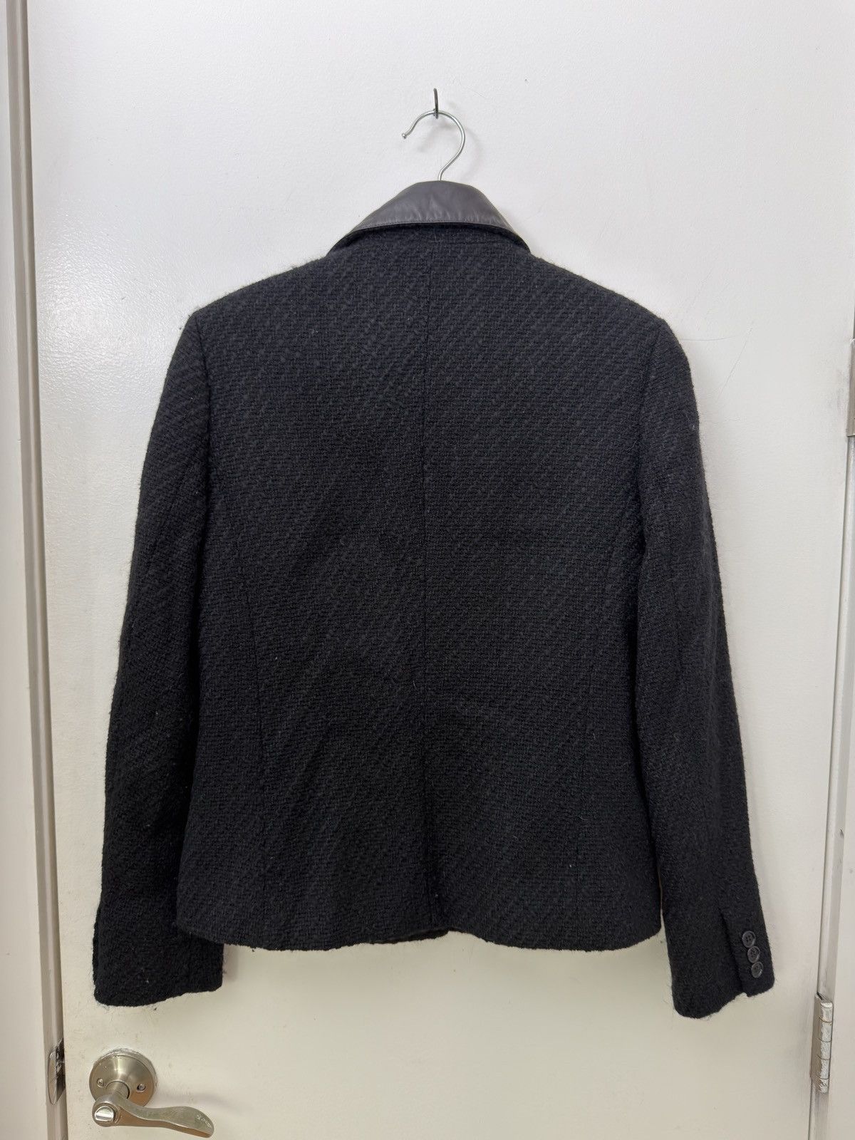 Helmut Lang AW01 Tweed Leather Collar Jacket Size M / US 6-8 / IT 42-44 - 2 Thumbnail